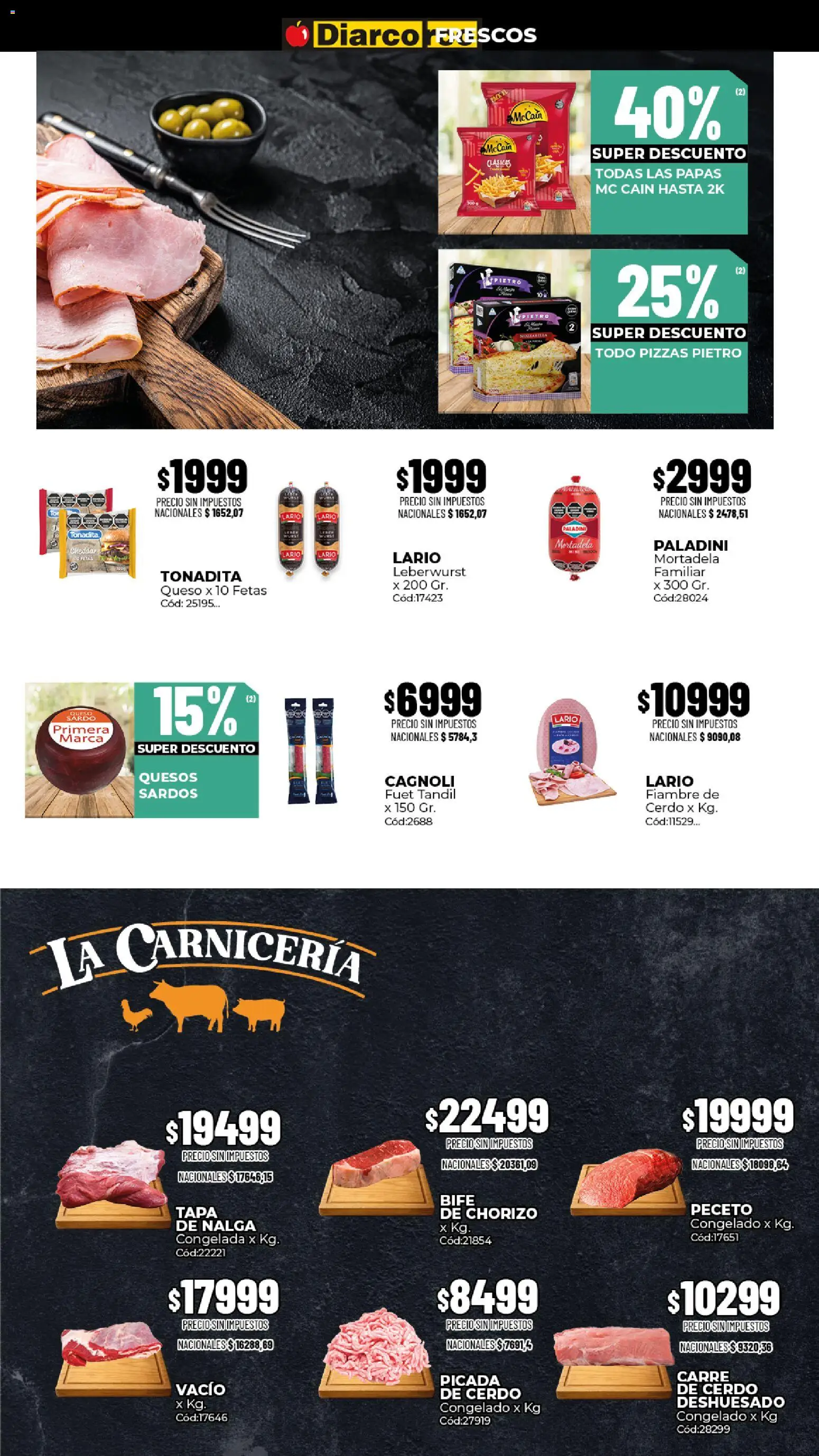 Diarco - Ofertas Gba │ válido desde el 03/08/2026 | Página: 10 | Productos: Mortadela, Papas, Chorizo, Cerdo