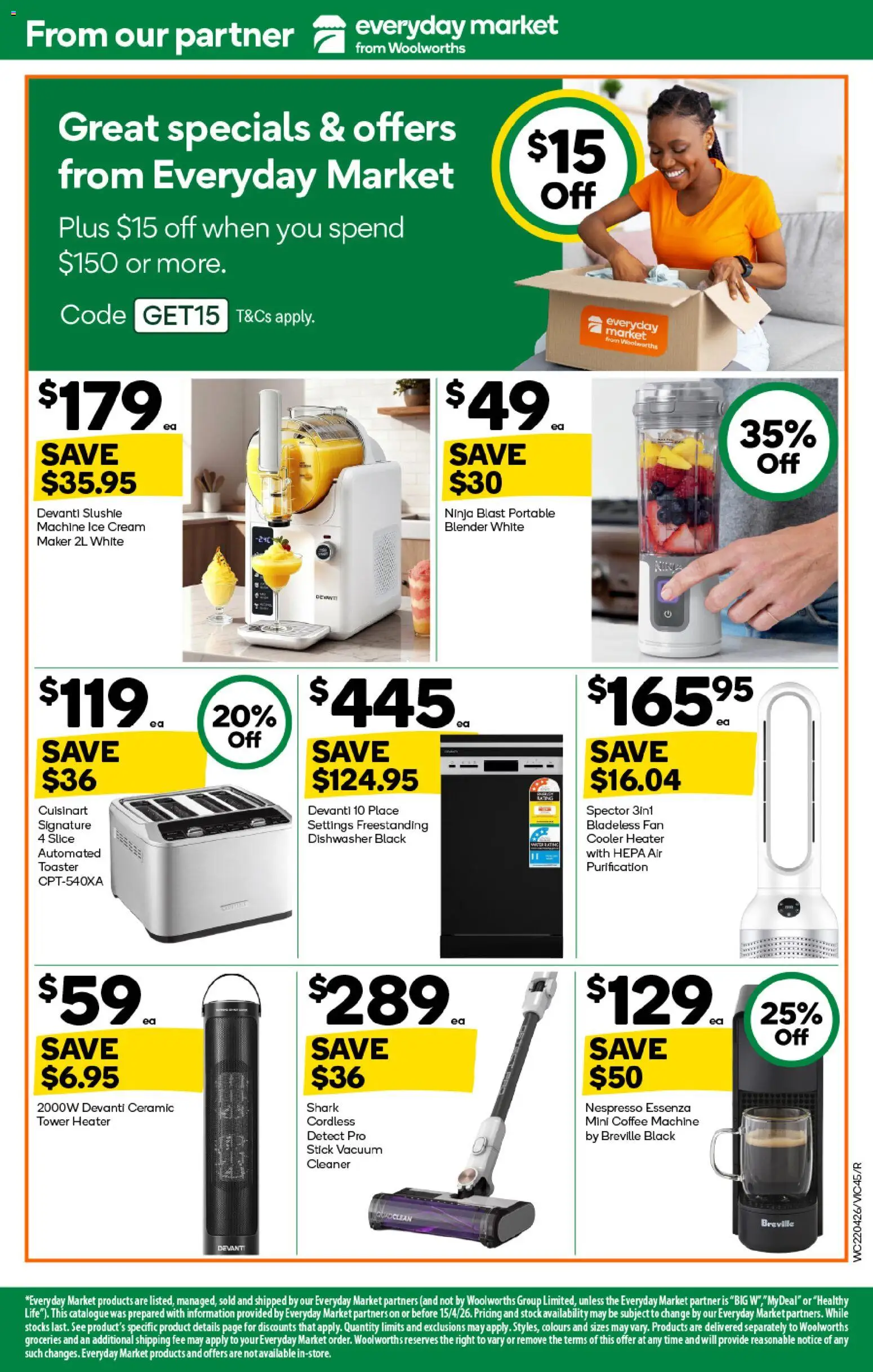 Woolworths catalogue - valid from 22.04.2026 | Page: 45 | Products: Cleaner, Blender, Portable, Toaster