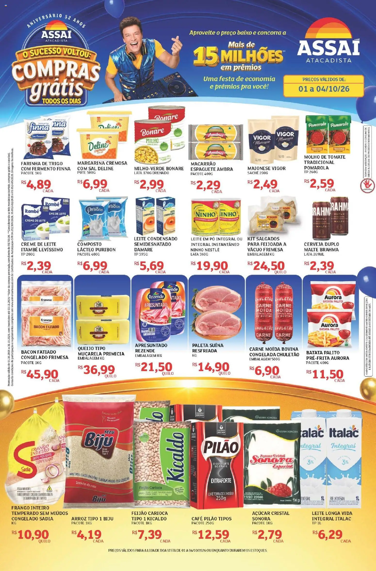 Assaí Atacadista Folheto - válido de 01/10/2026 | Página: 1 | Produtos: Baixo, Chuletão, Leite em pó, Açúcar cristal