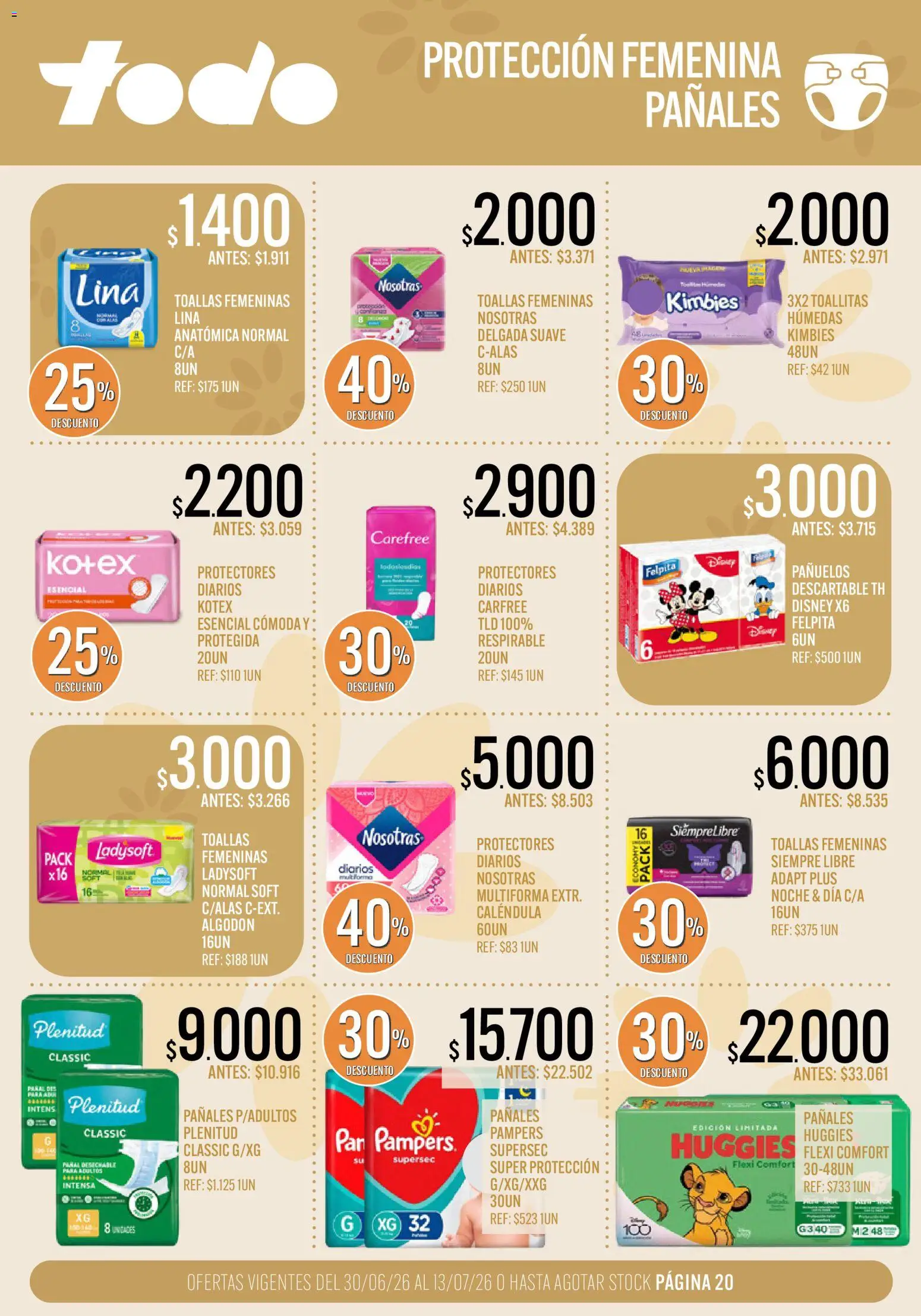 Supermercados TODO Ofertas │ válido desde el 30/06/2026 | Página: 20 | Productos: Algodón, Toallas, Pañales