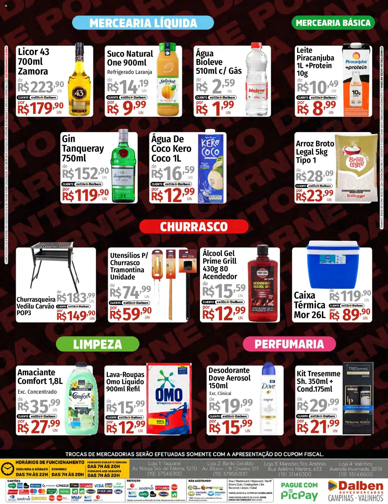 Supermercado Dalben Folheto - válido de 03.06.2026 | Página: 4 | Produtos: Licor, Leite, Suco, Arroz