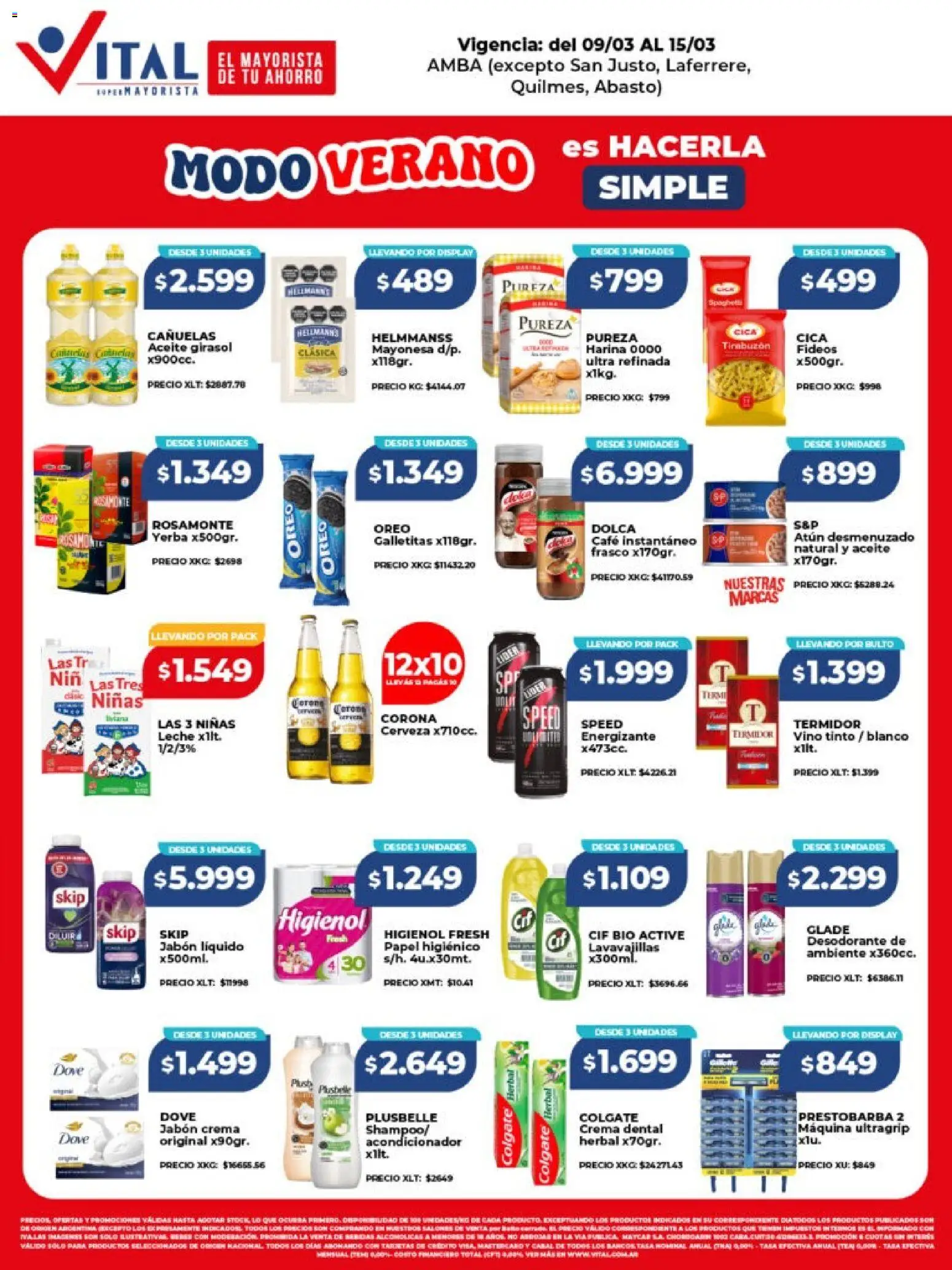 Vital ofertas │ válido desde el 09.03.2026 | Página: 1 | Productos: Harina, Mayonesa, Vino, Fideos