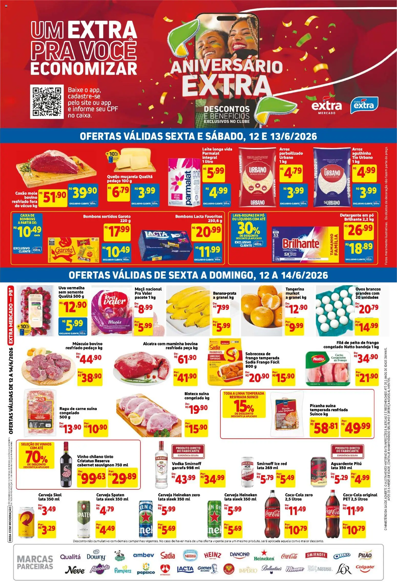 Extra Folheto - válido de 12.06.2026 | Página: 1 | Produtos: Detergente, Cerveja, Vodka, Frango