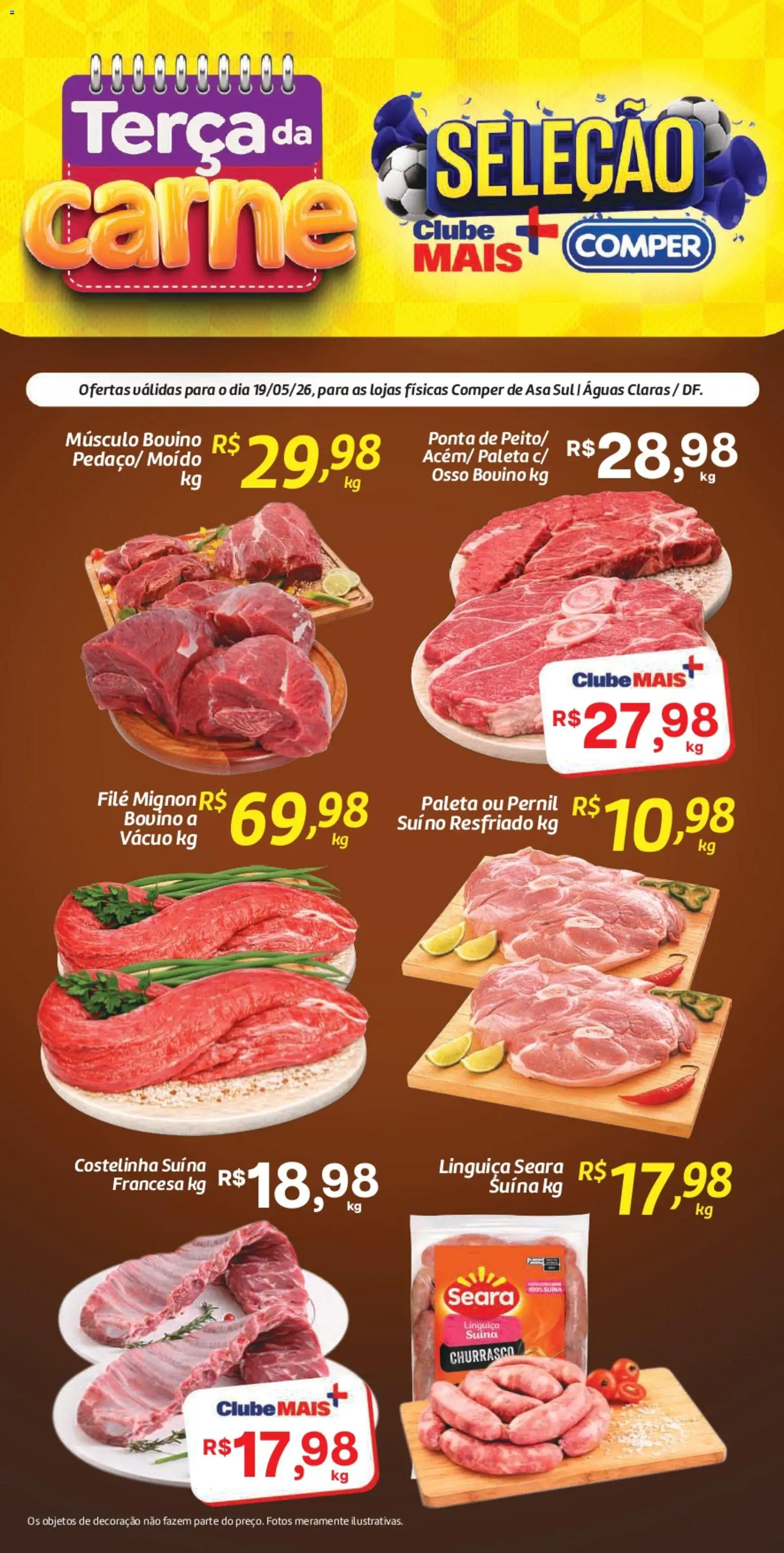 Comper Folheto - válido de 19.05.2026 | Página: 1 | Produtos: Linguiça, Filé mignon, Pernil, Carne