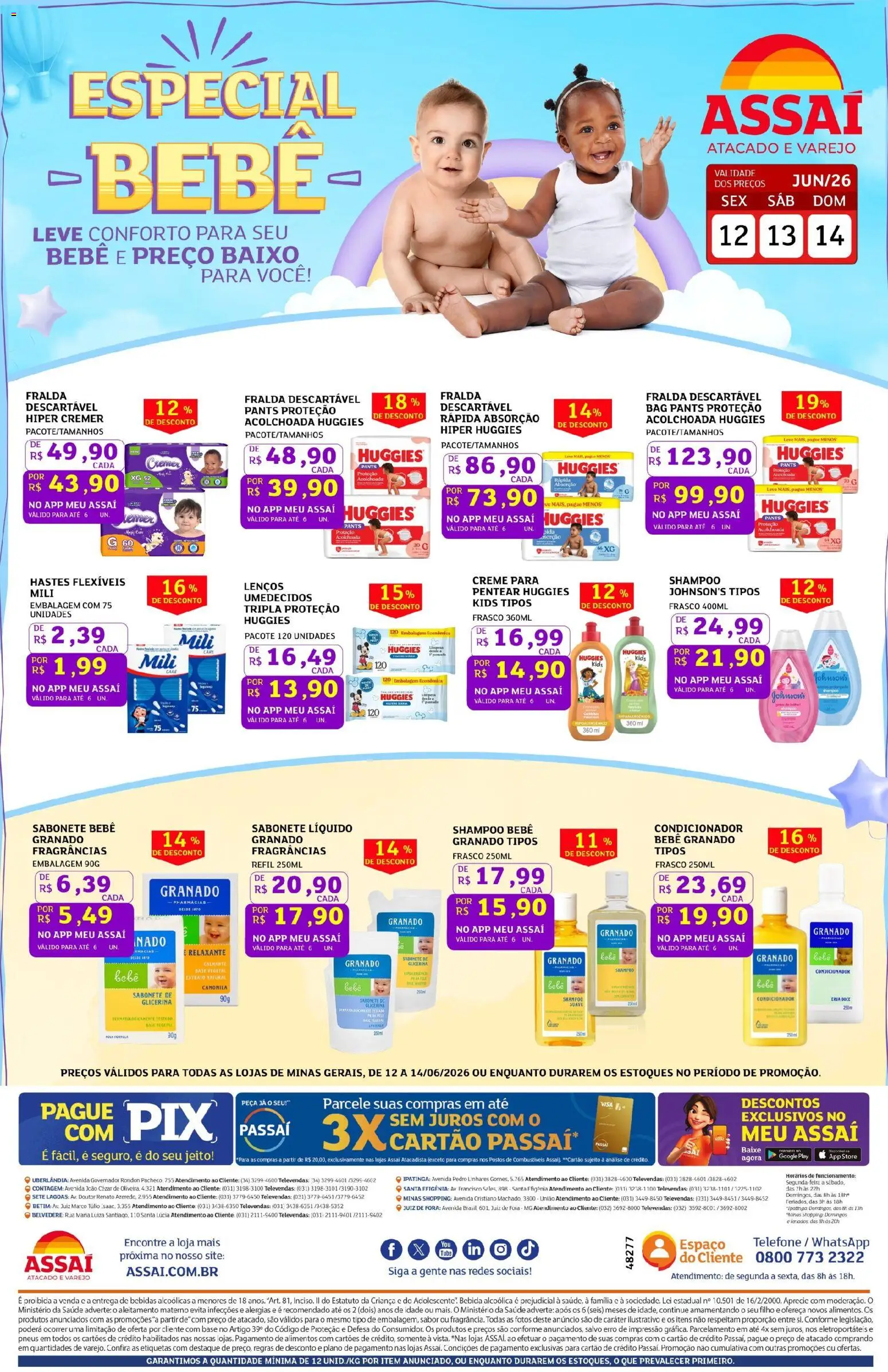 Assaí Atacadista Folheto - válido de 12.06.2026 | Página: 1 | Produtos: Pneus, Base, Baixo, Bebida