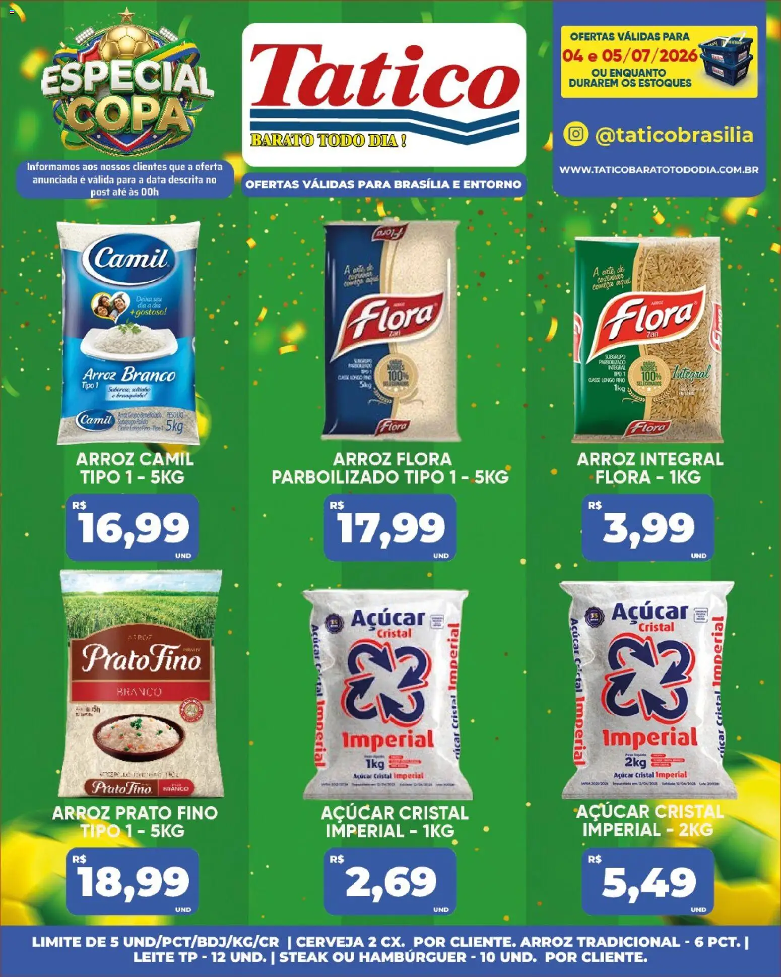 Tatico Folheto - válido de 04/07/2026 | Página: 22 | Produtos: Leite, Cerveja, Copa, Arroz
