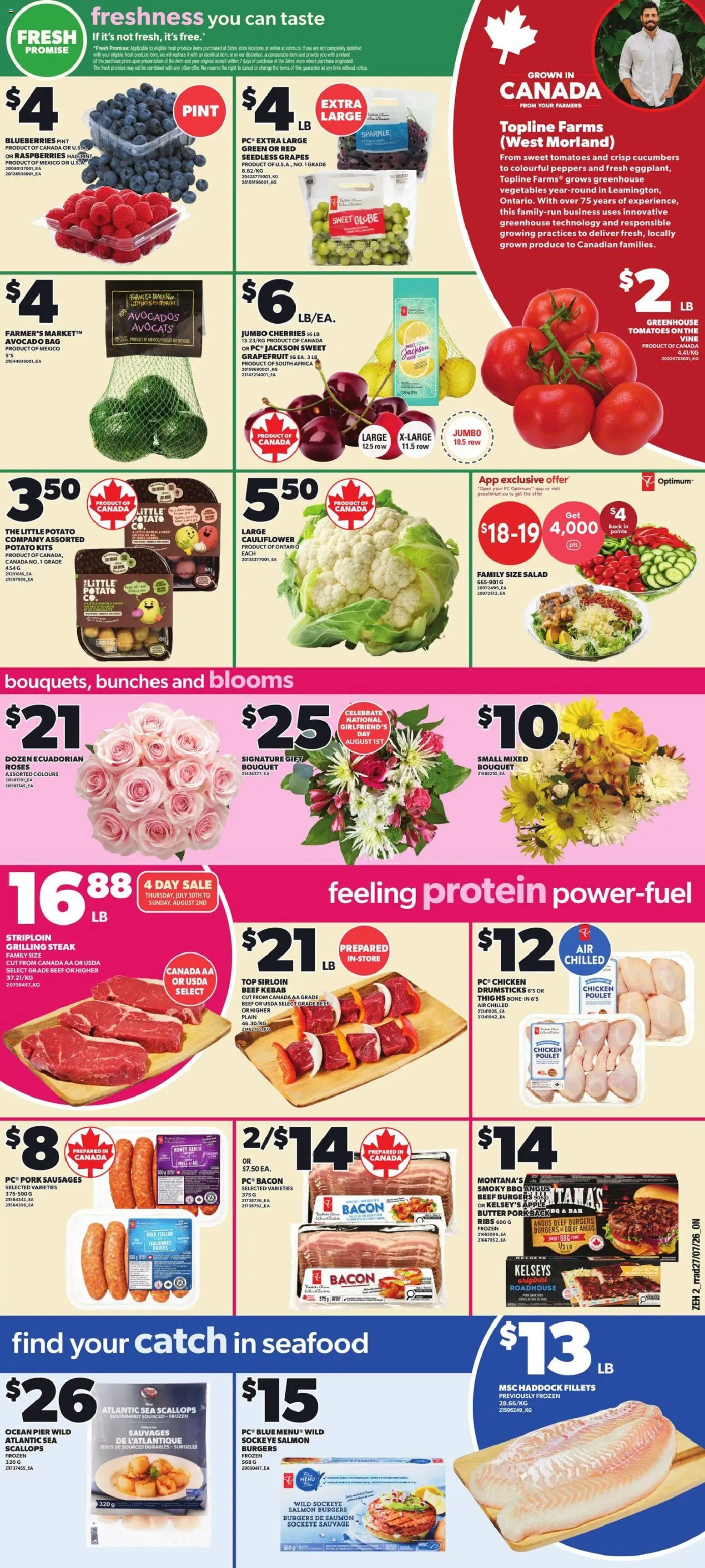 Zehrs flyer valid from Jul 30, 2026 | Page: 3 | Products: Seafood, Steak, Garlic, Butter