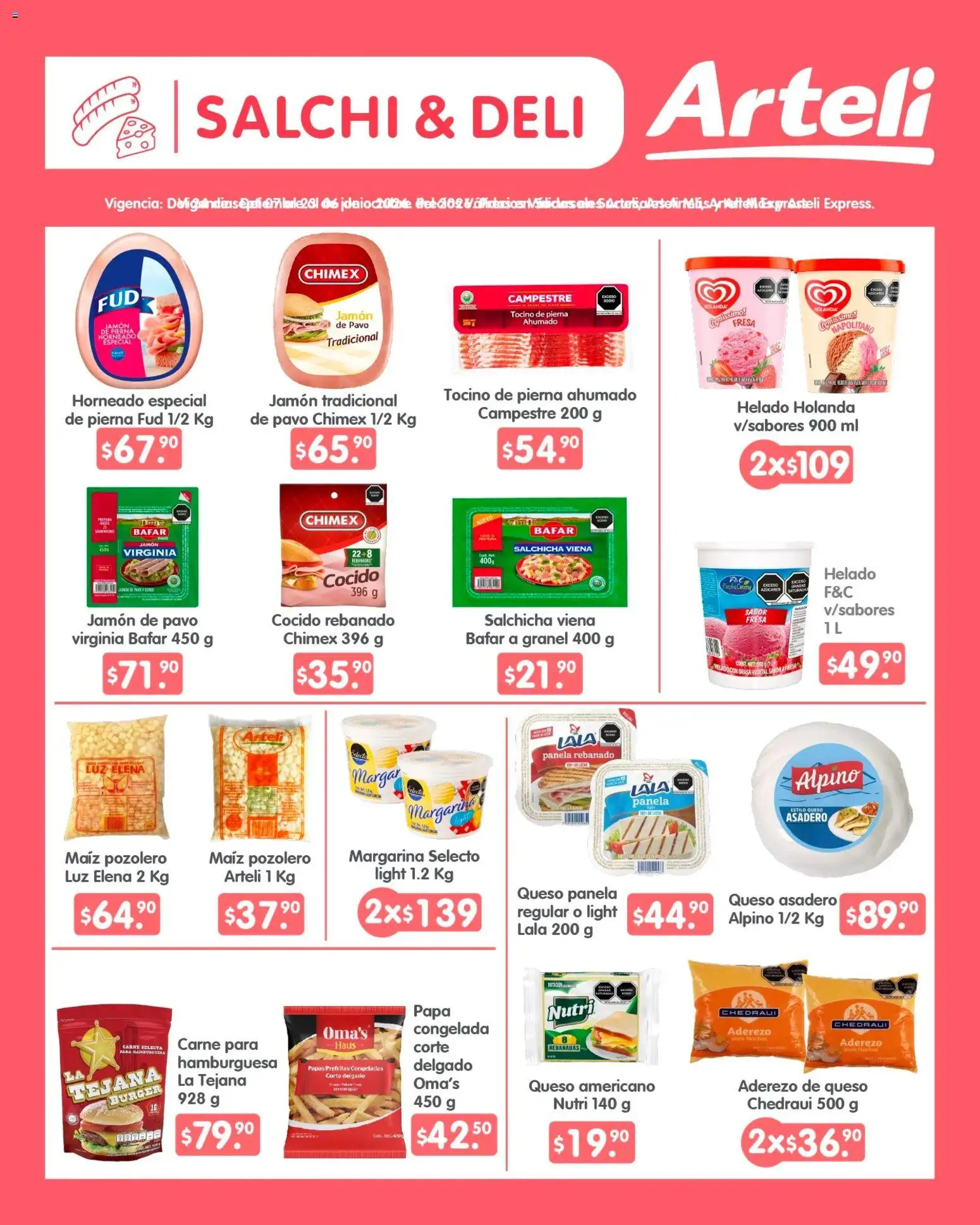 Nuevas ofertas de Arteli válidas en toda la República Mexicana desde el 24/09/2026. ¡Encuentra las mejores ofertas en Arteli folleto Quincenal! | Página: 5 | Productos: Papa, Salchicha, Jamón, Helado