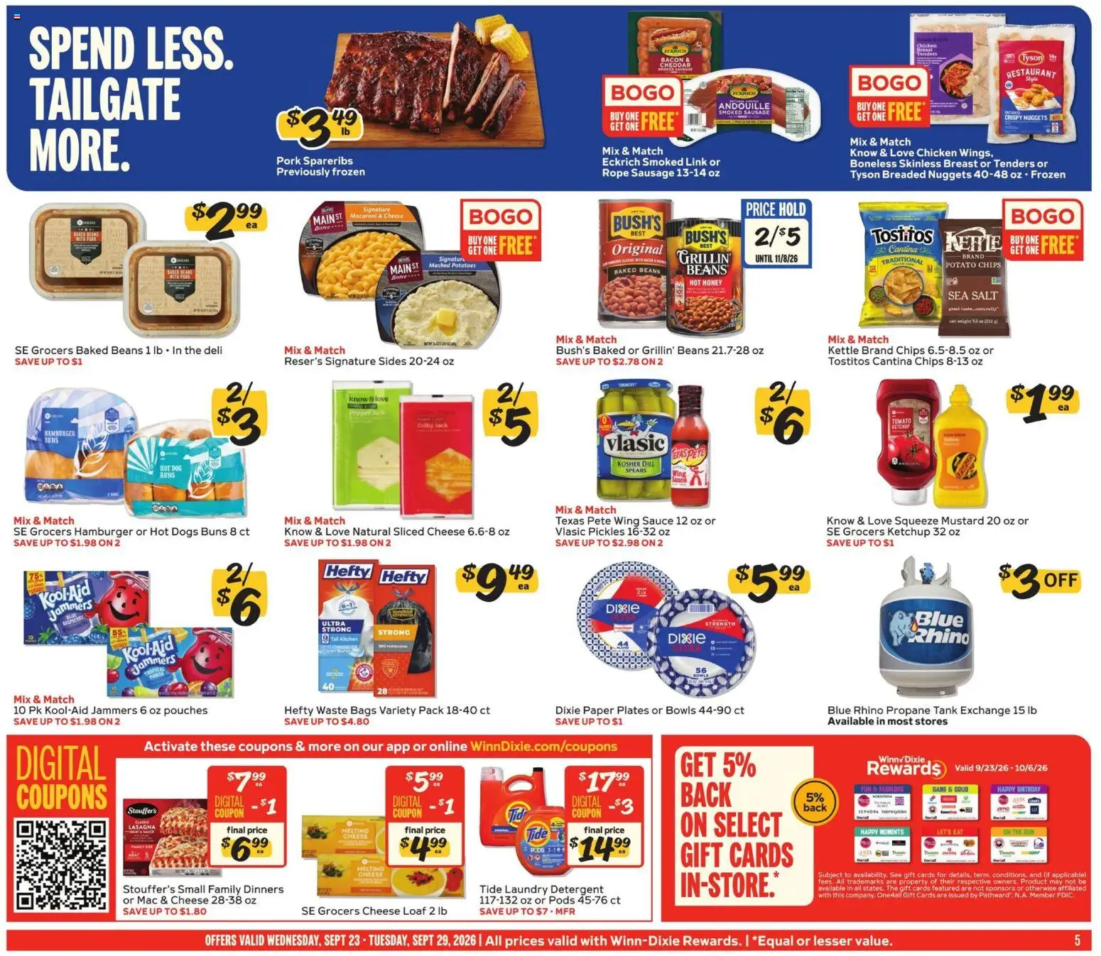 Winn Dixie Weekly Ad - valid from 09/23/2026 | Page: 5 | Products: Potato chips, Chicken, Cheese, Dill