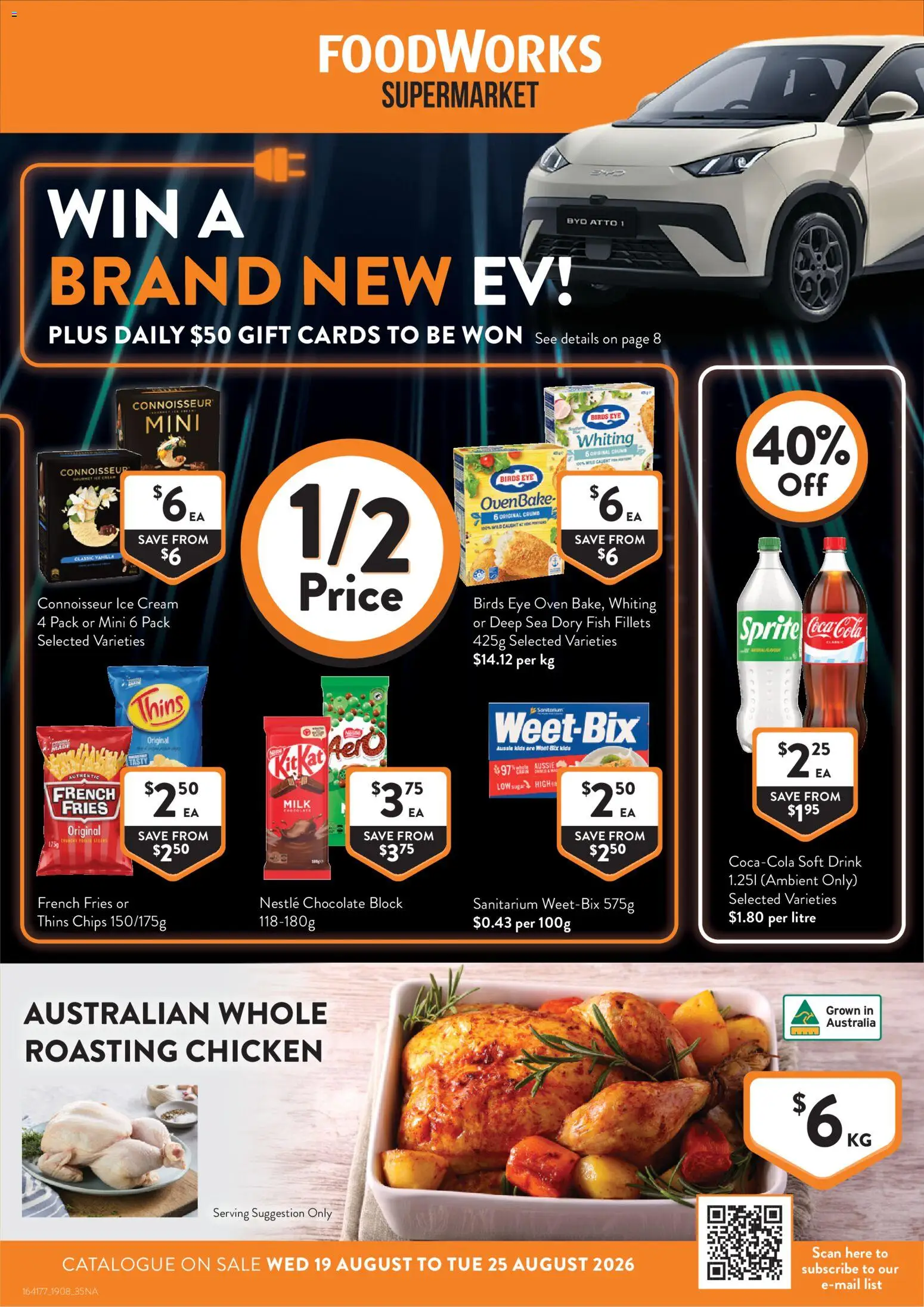 Foodworks catalogue - valid from 18/08/2026 | Page: 1 | Products: Chocolate, Chicken, Fish, Coca Cola