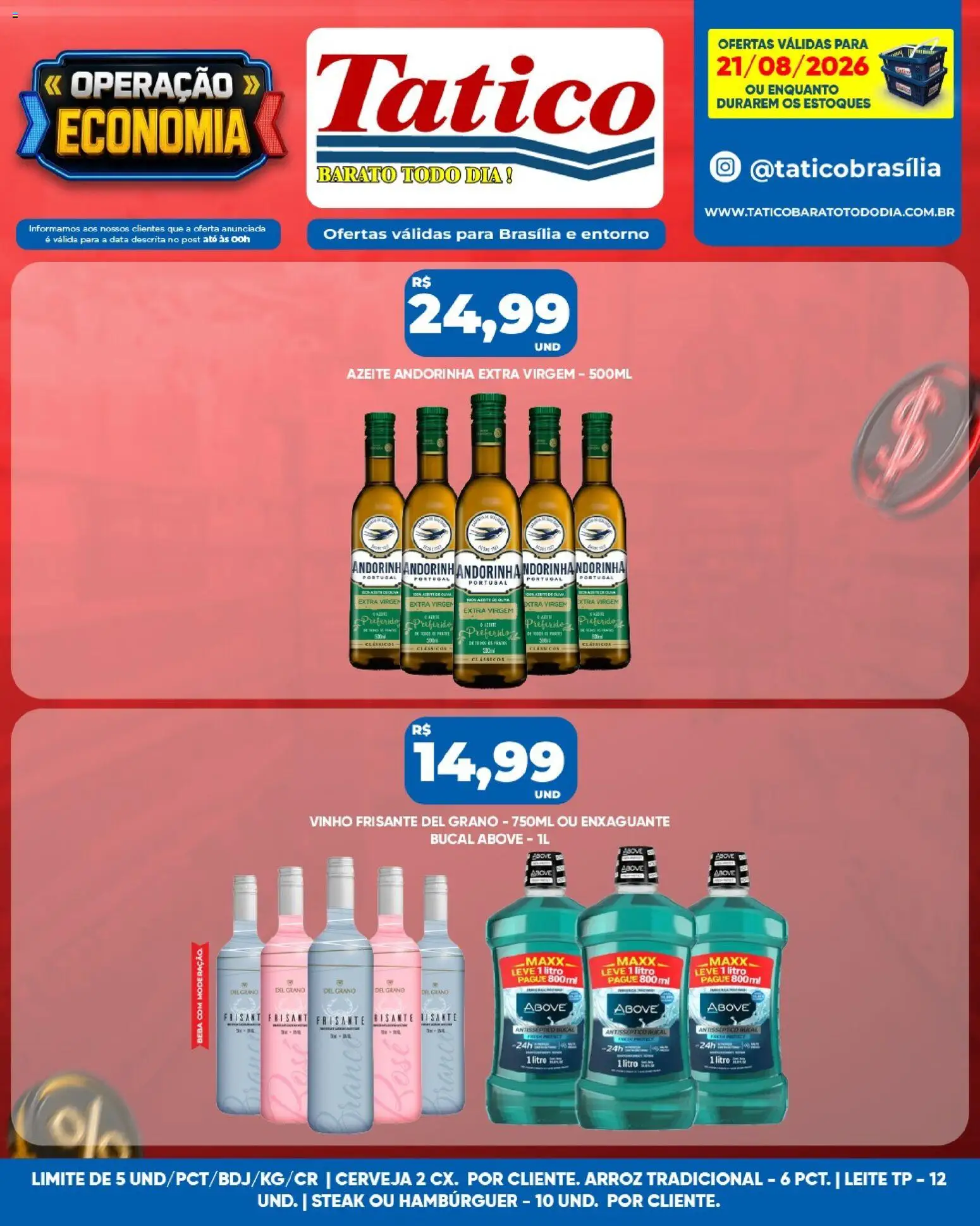 Tatico Folheto - válido de 21/08/2026 | Página: 10 | Produtos: Steak, Vinho, Cerveja, Azeite
