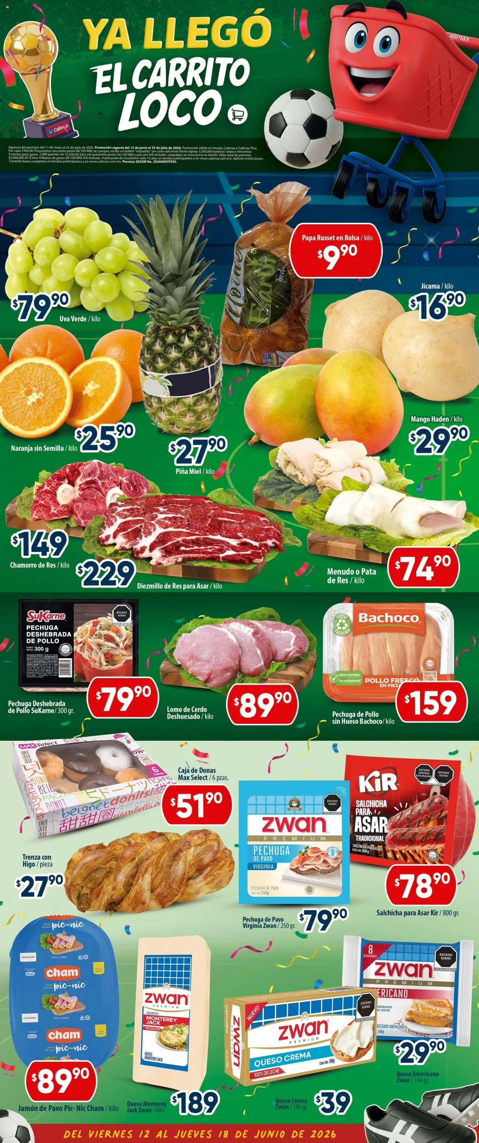 Nuevas ofertas de Calimax válidas en toda la República Mexicana desde el 12/06/2026. ¡Encuentra las mejores ofertas en Calimax folleto Tecate! | Página: 3 | Productos: Queso crema, Uva, Piña, Caja