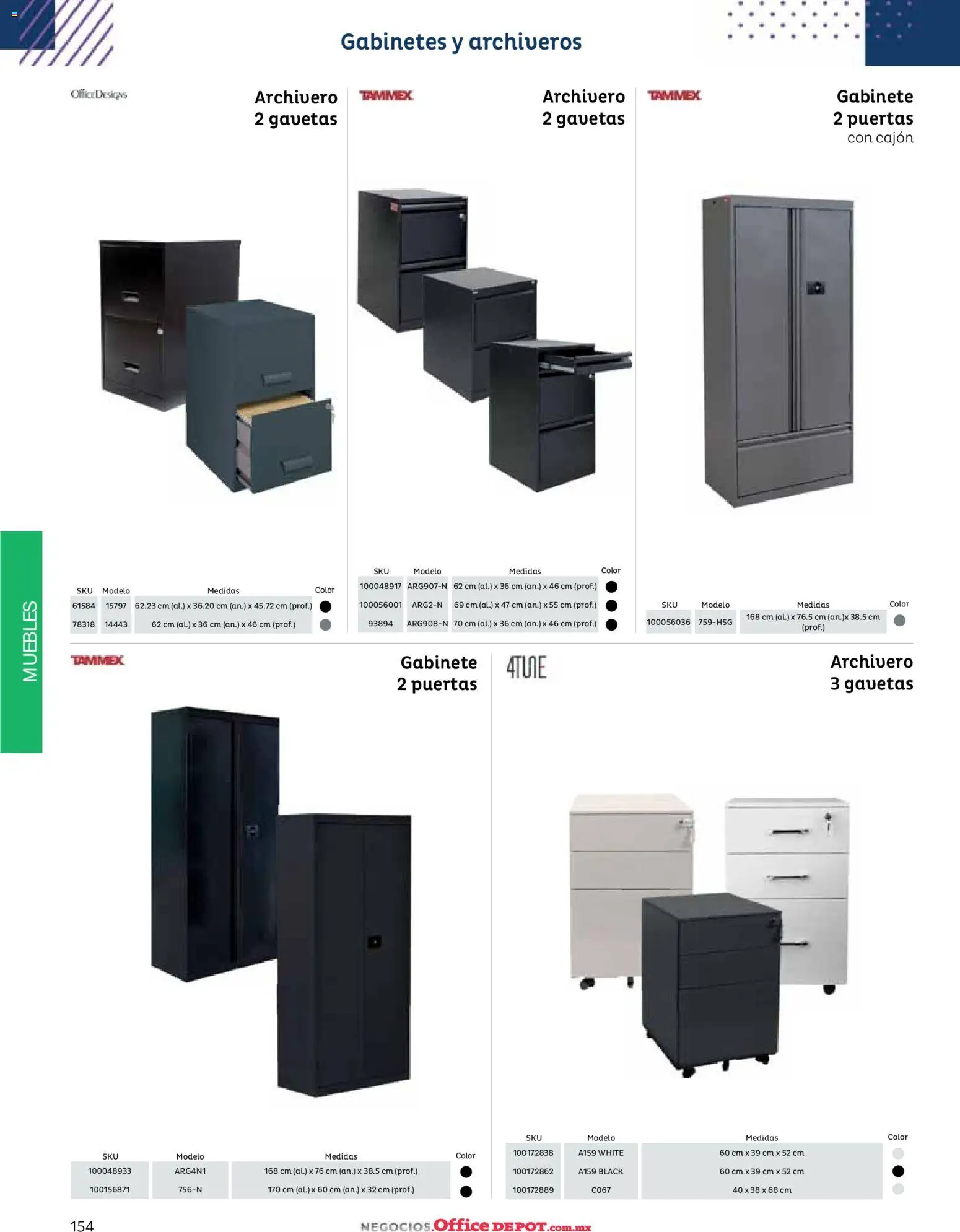 Nuevas ofertas de Office Depot válidas en toda la República Mexicana desde el 12/01/2026. ¡Encuentra las mejores ofertas en Office Depot catálogo 2026! | Página: 156 | Productos: Gabinete, Puertas