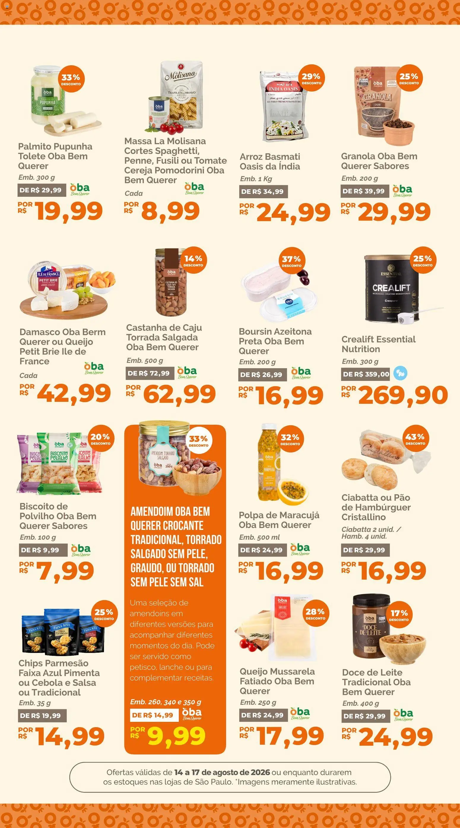Oba Hortifruti Folheto - válido de 14/08/2026 | Página: 7 | Produtos: Tomate, Polvilho, Granola, Mussarela