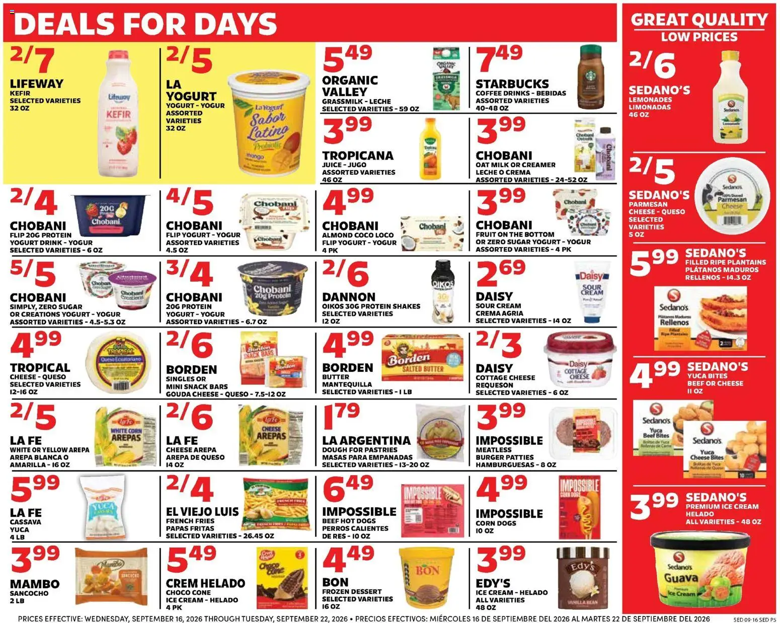 Sedano's Weekly Ad - valid from 09/16/2026 | Page: 5 | Products: Coffee, Beef, Cream, Pastries