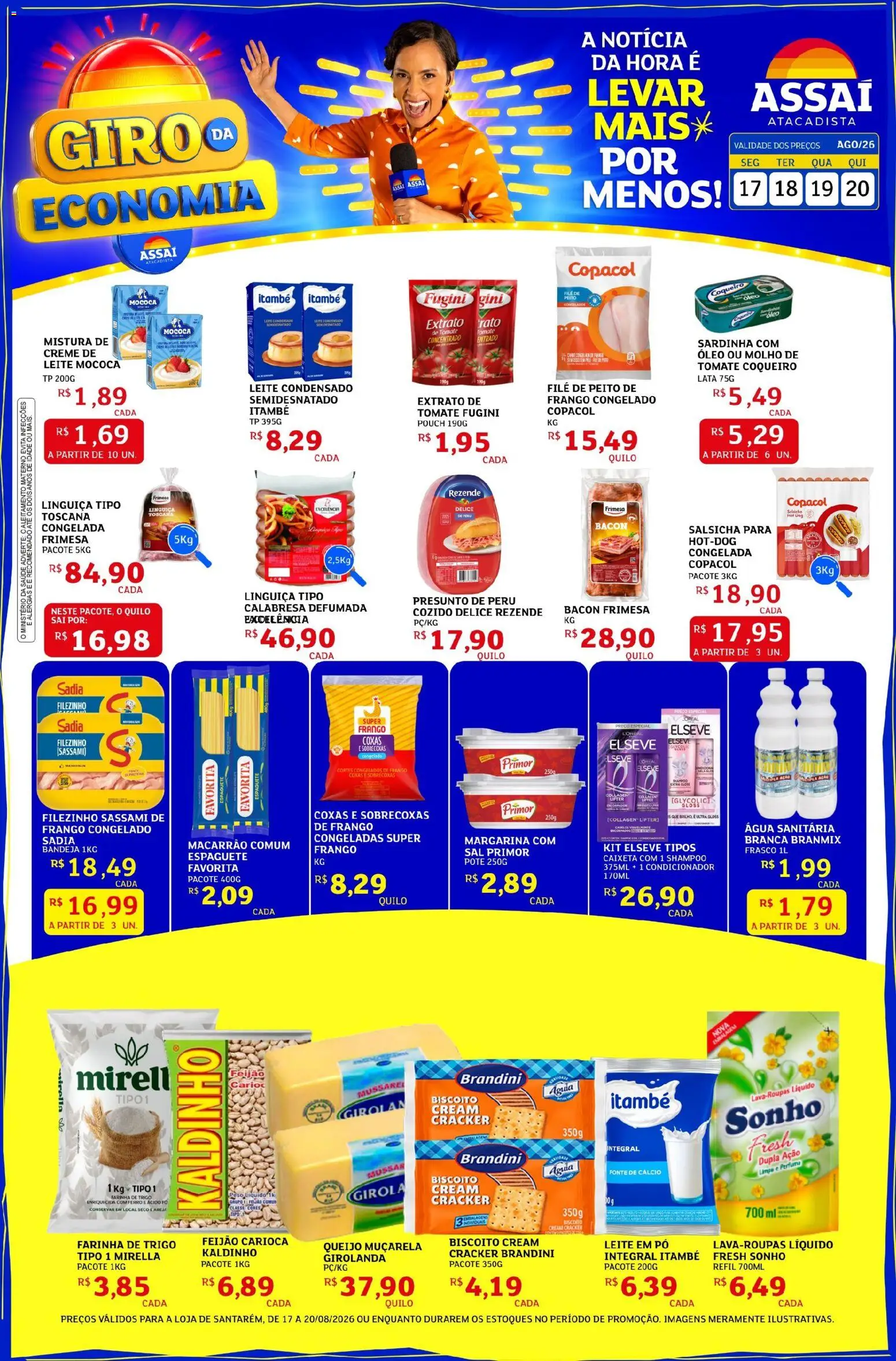 Assaí Atacadista Folheto - válido de 17/08/2026 | Página: 1 | Produtos: Feijão, Farinha de trigo, Sonho, Sal