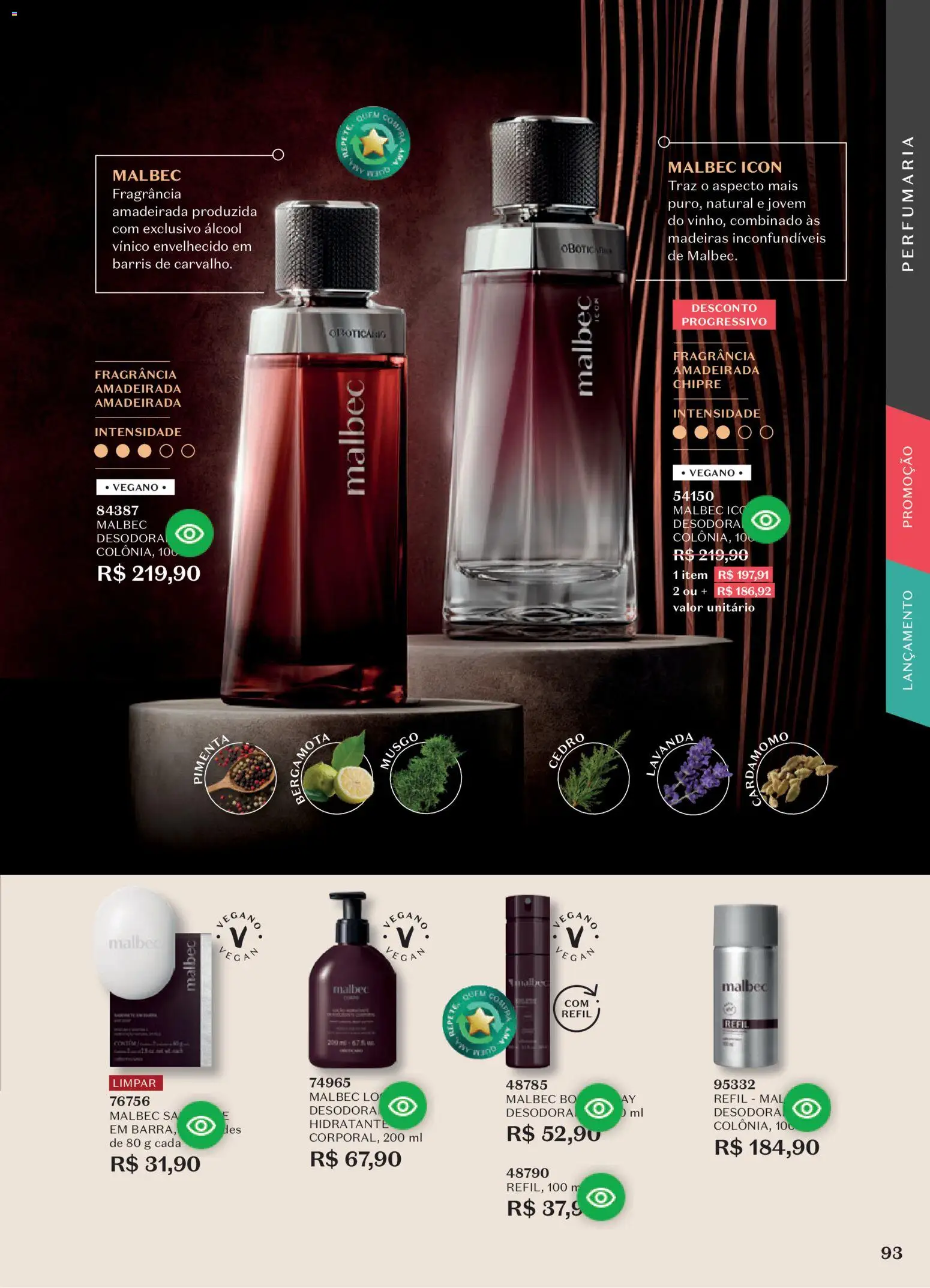 O Boticário Folheto - válido de 10/08/2026 | Página: 97 | Produtos: Bergamota, Fragrância, Madeiras, Álcool