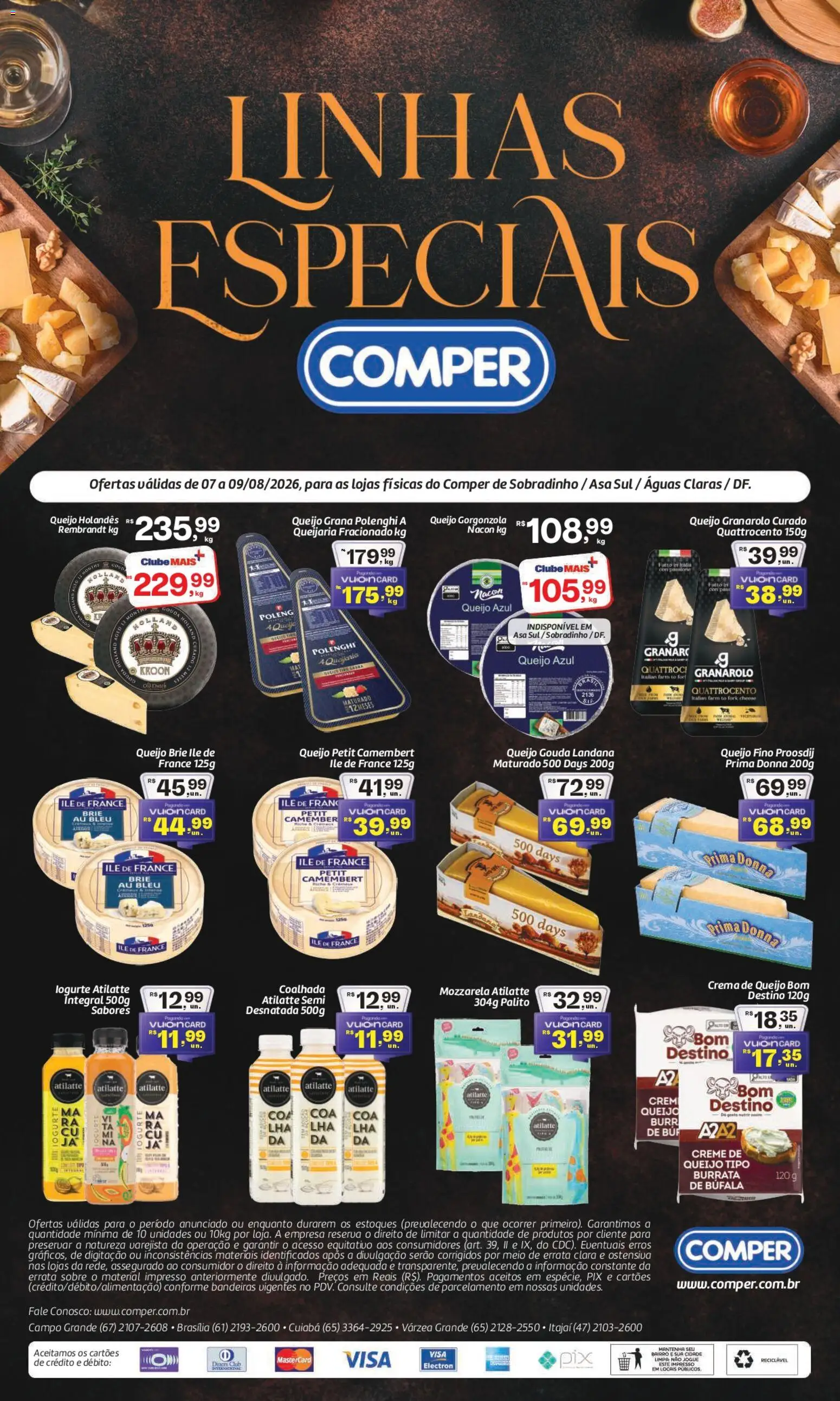 Comper Folheto - válido de 07/08/2026 | Página: 1 | Produtos: Queijo, Iogurte, Gouda, Camembert
