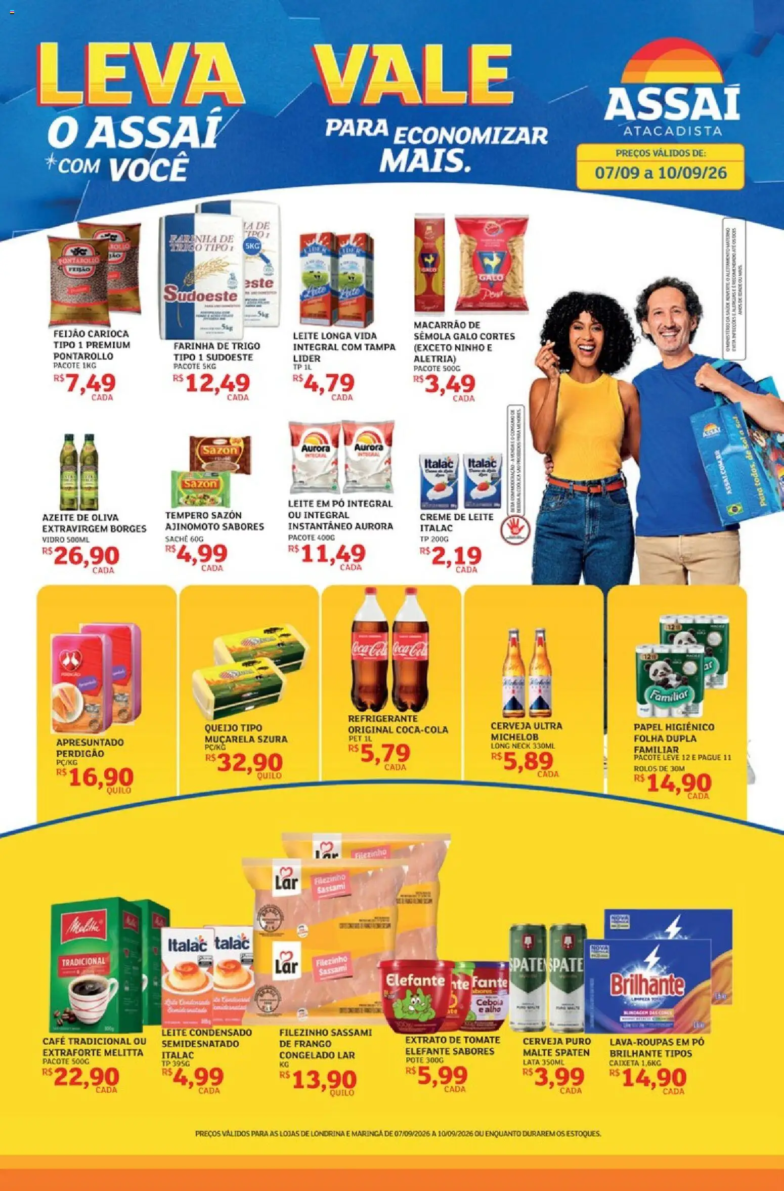 Assaí Atacadista Folheto - válido de 07/09/2026 | Página: 1 | Produtos: Feijão, Leite, Macarrão, Creme