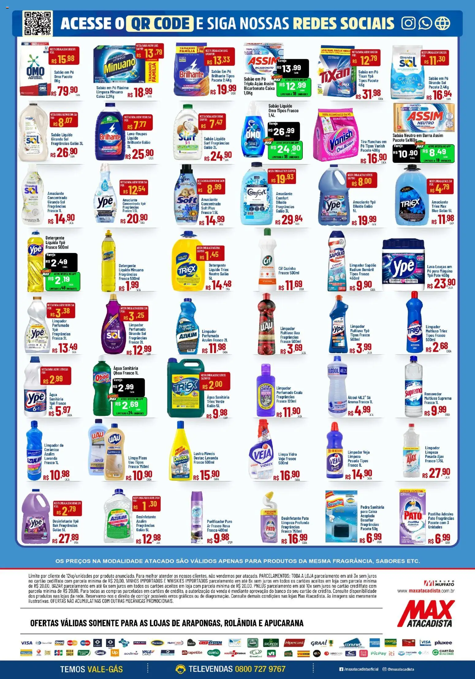 Max Atacadista Folheto - válido de 25/07/2026 | Página: 8 | Produtos: Lustra móveis, Cará, Tira manchas, Amaciante