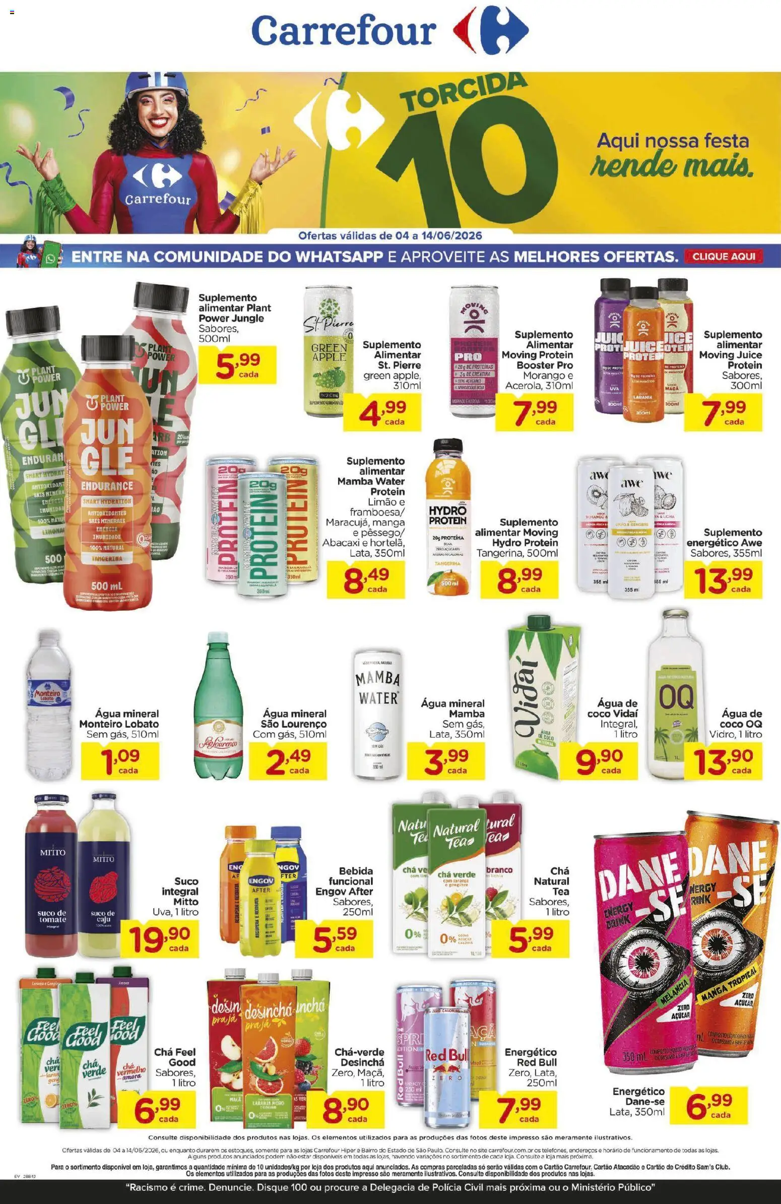 Carrefour Folheto - válido de 04.06.2026 | Página: 1 | Produtos: Energético, Chá, Abacaxi, Bebida