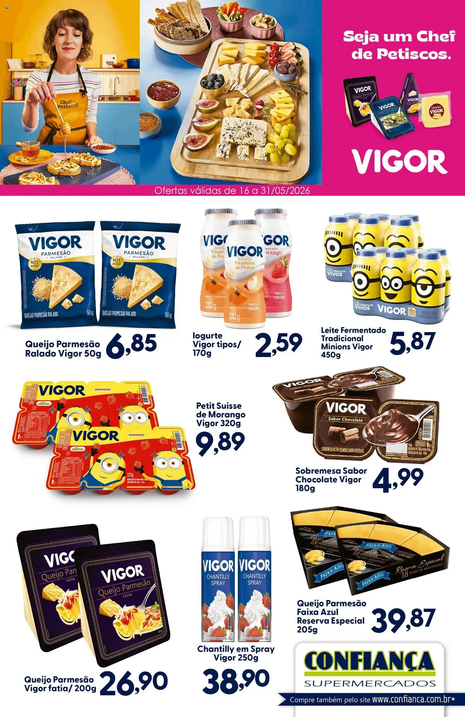 Confiança Folheto - válido de 16.05.2026 | Página: 1 | Produtos: Leite, Queijo, Iogurte, Parmesão