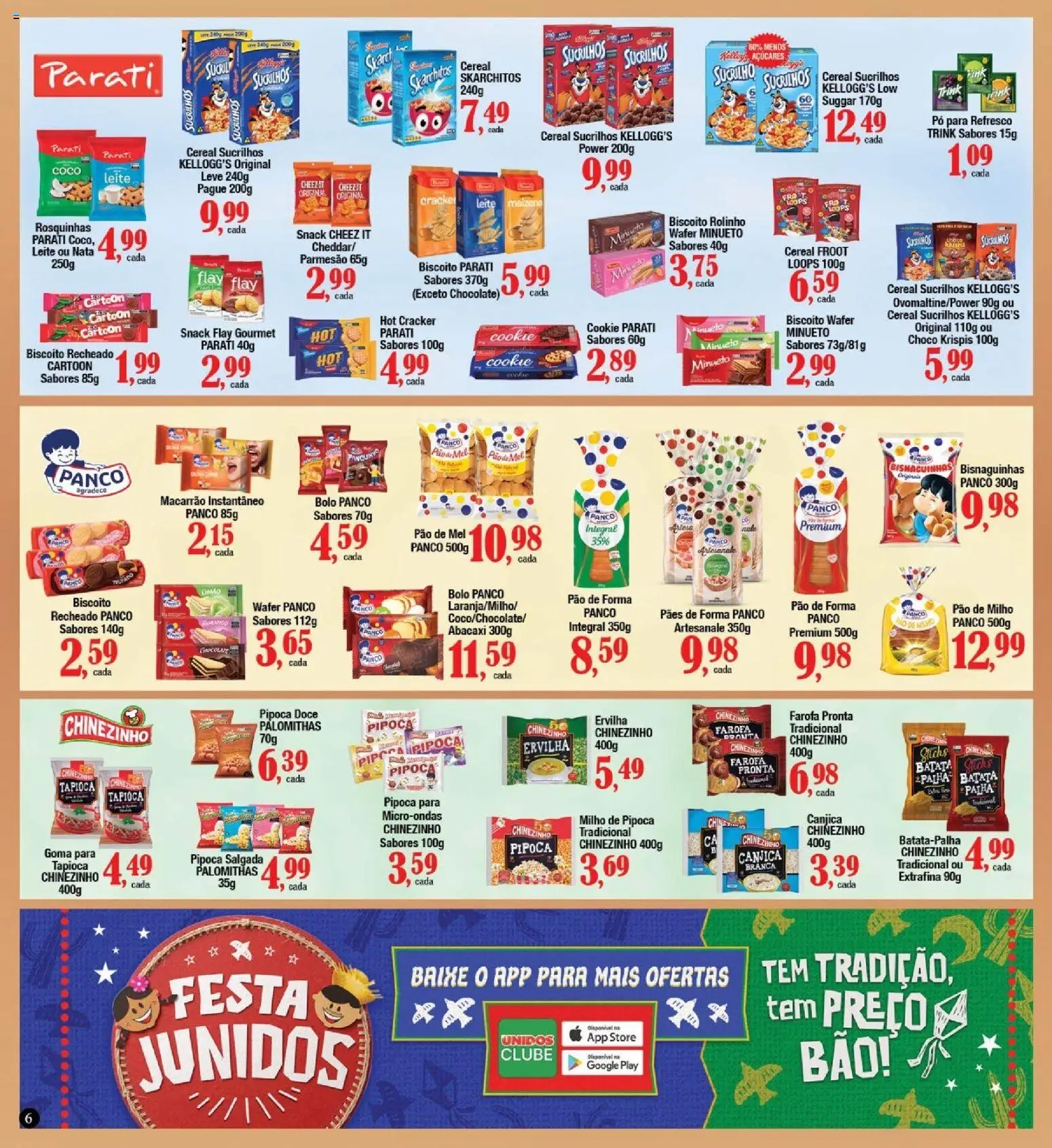 Supermercados Unidos Folheto - válido de 17/07/2026 | Página: 6 | Produtos: Ervilha, Tapioca, Bolo, Macarrão instantâneo