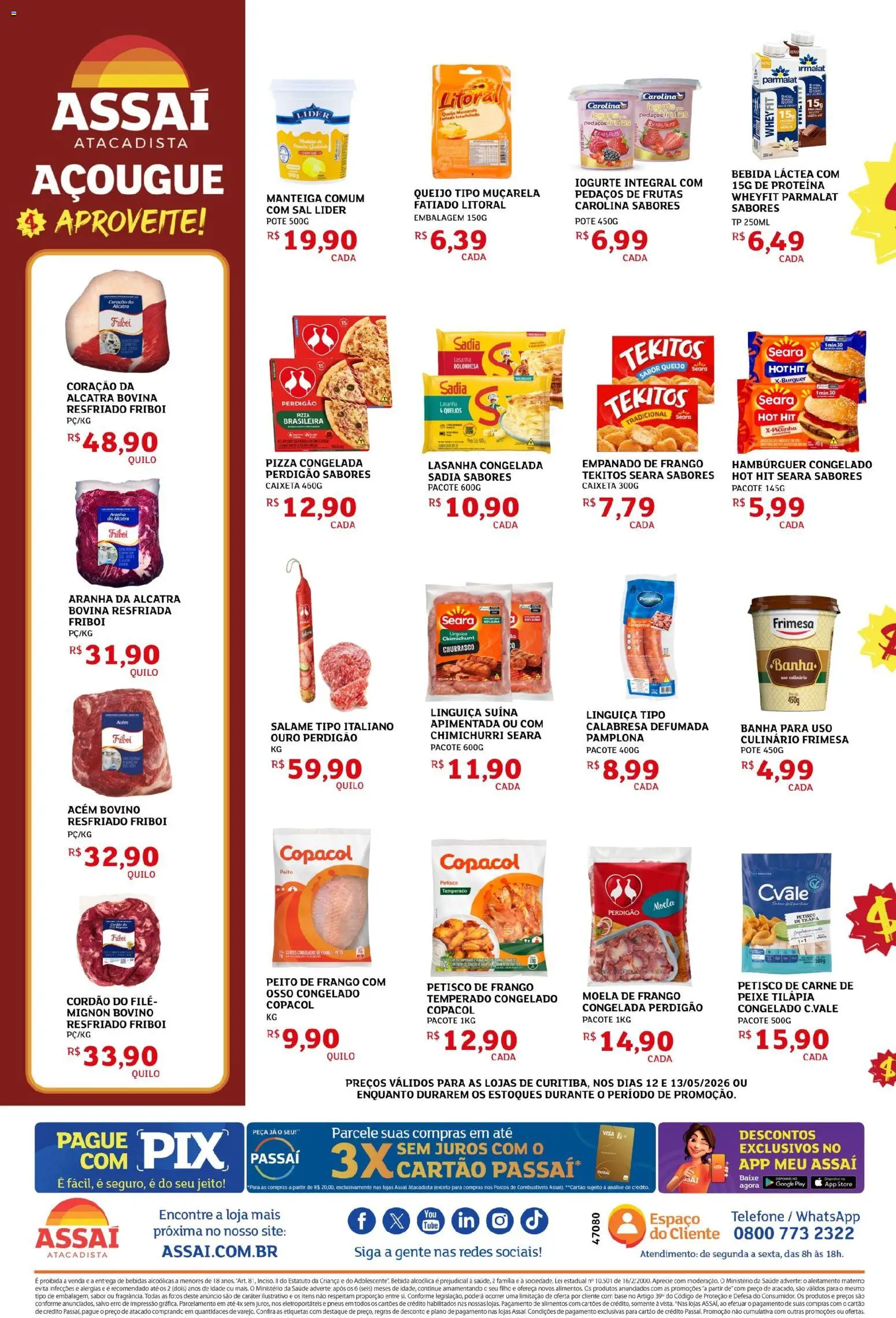 Assaí Atacadista Folheto - válido de 12.05.2026 | Página: 2 | Produtos: Queijo, Salame, Carne, Bebida