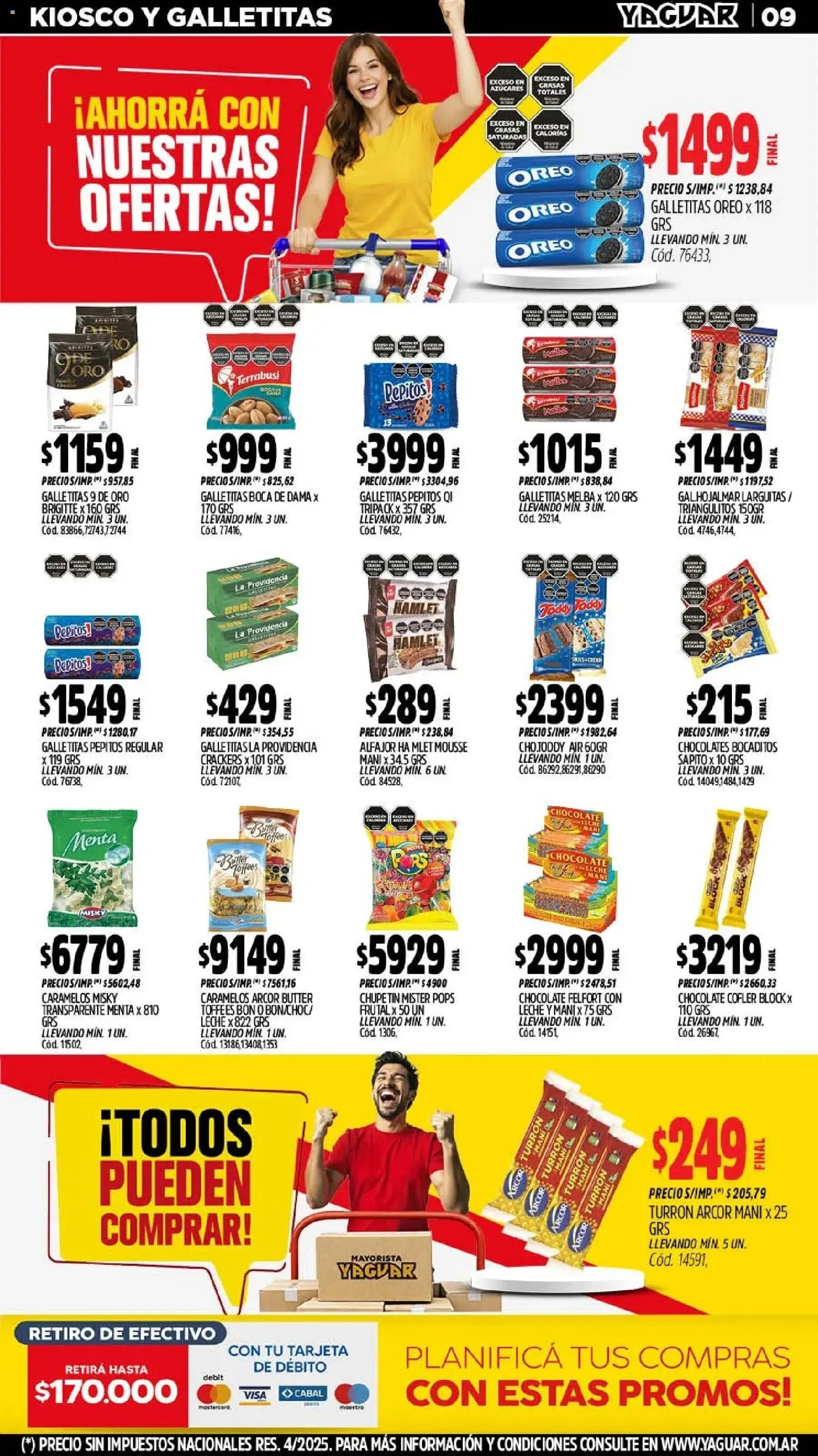 Yaguar - Oferta Semanal Córdoba │ válido desde el 11.05.2026 | Página: 9 | Productos: Galletitas, Mani, Chocolate, Alfajor