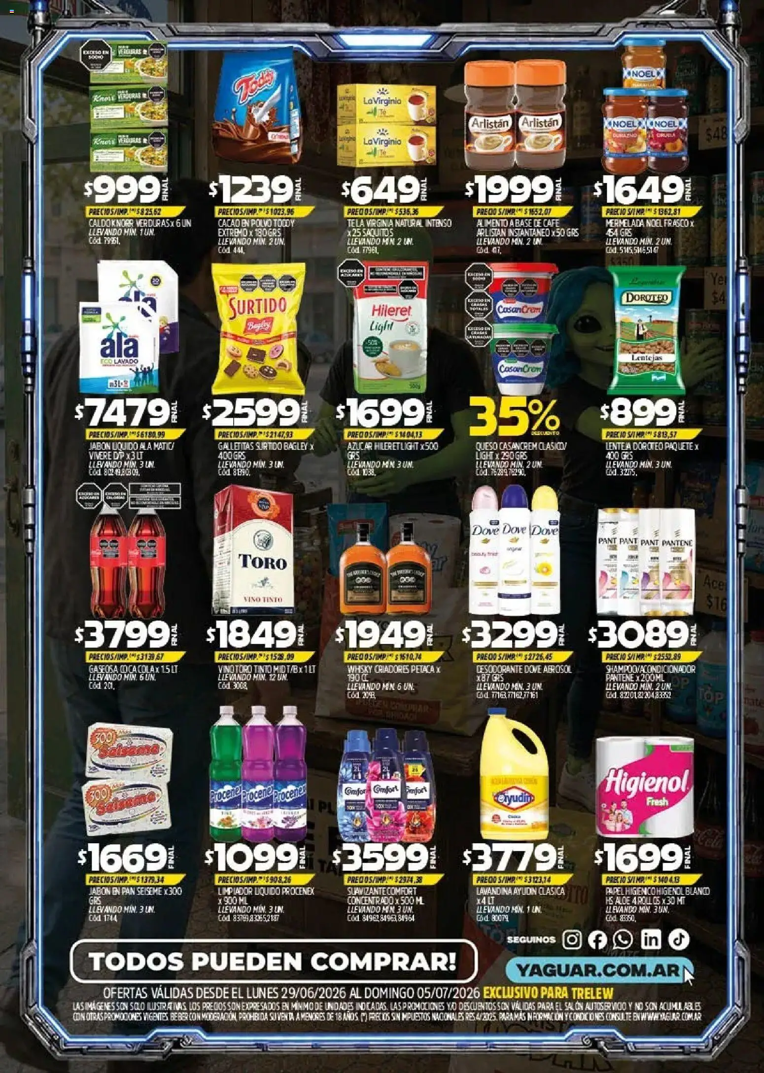 Yaguar - Oferta Semanal Trelew │ válido desde el 29/06/2026 | Página: 2 | Productos: Galletitas, Jabón líquido, Desodorante, Café
