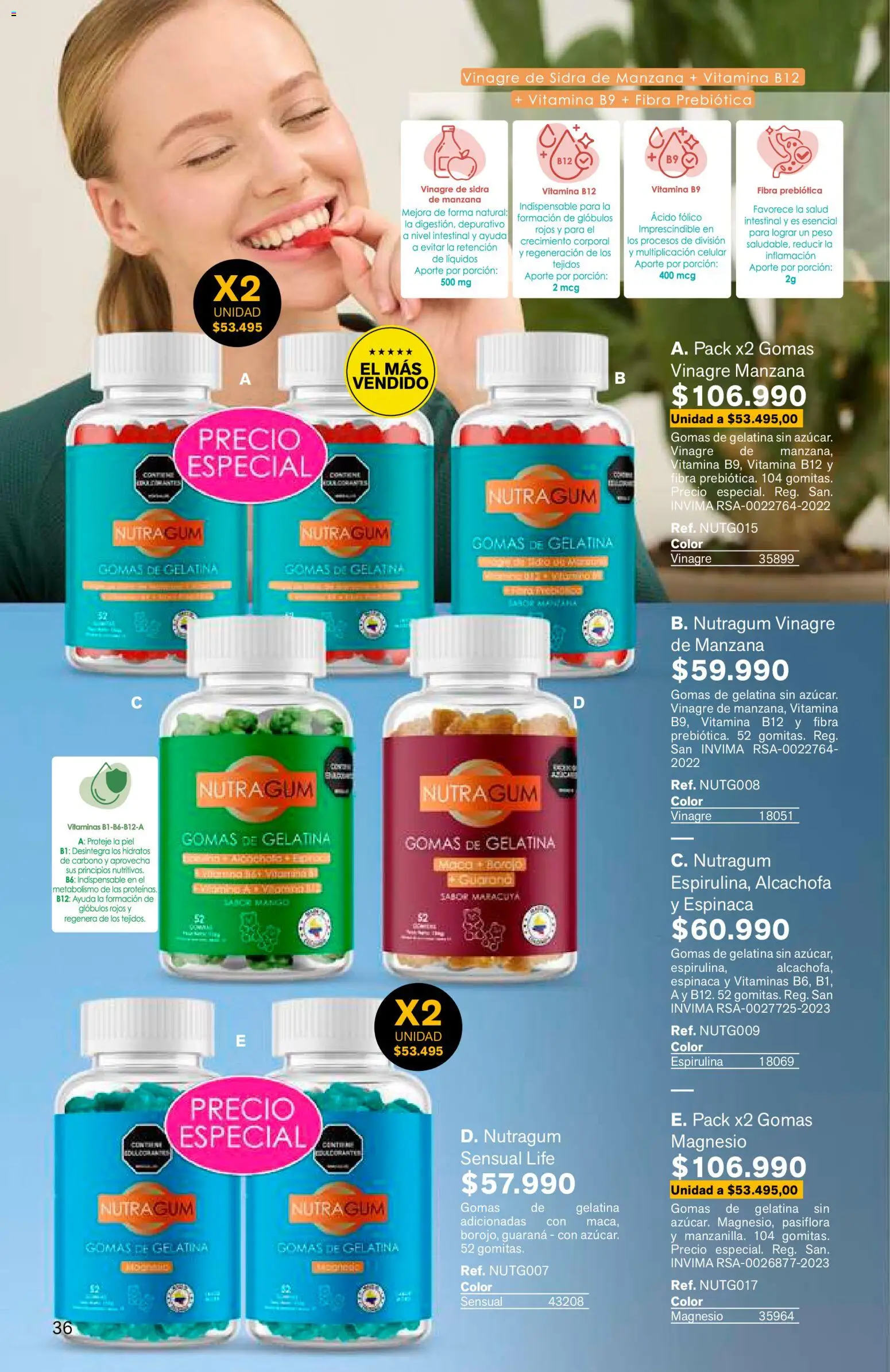 Leonisa revista - valida desde el 25/06/2026 | Página: 36 | Productos: Gomas, Peso, Desinfectante, Maracuyá