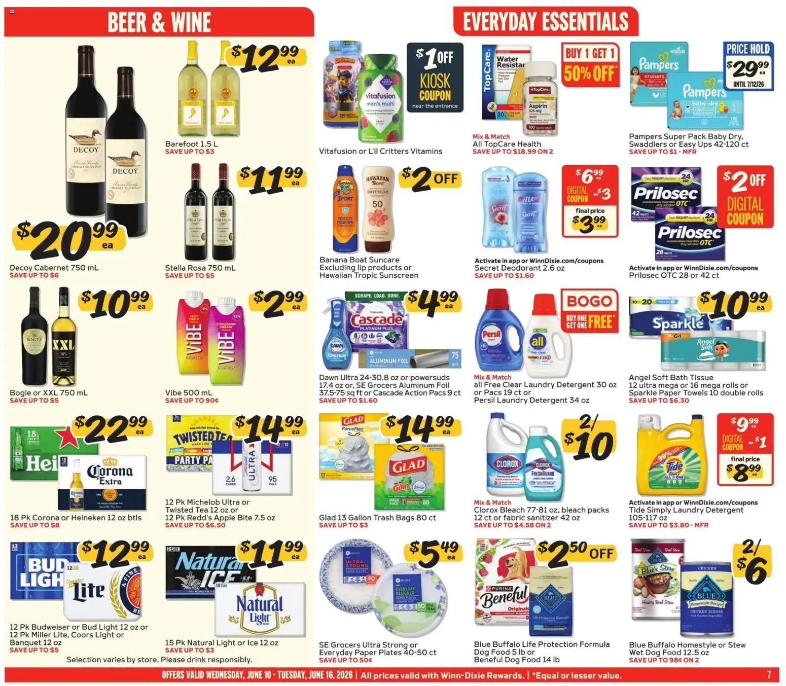 Winn Dixie Weekly Ad - valid from 10.06.2026 | Page: 7 | Products: Bath, Sunscreen, Deodorant, Detergent