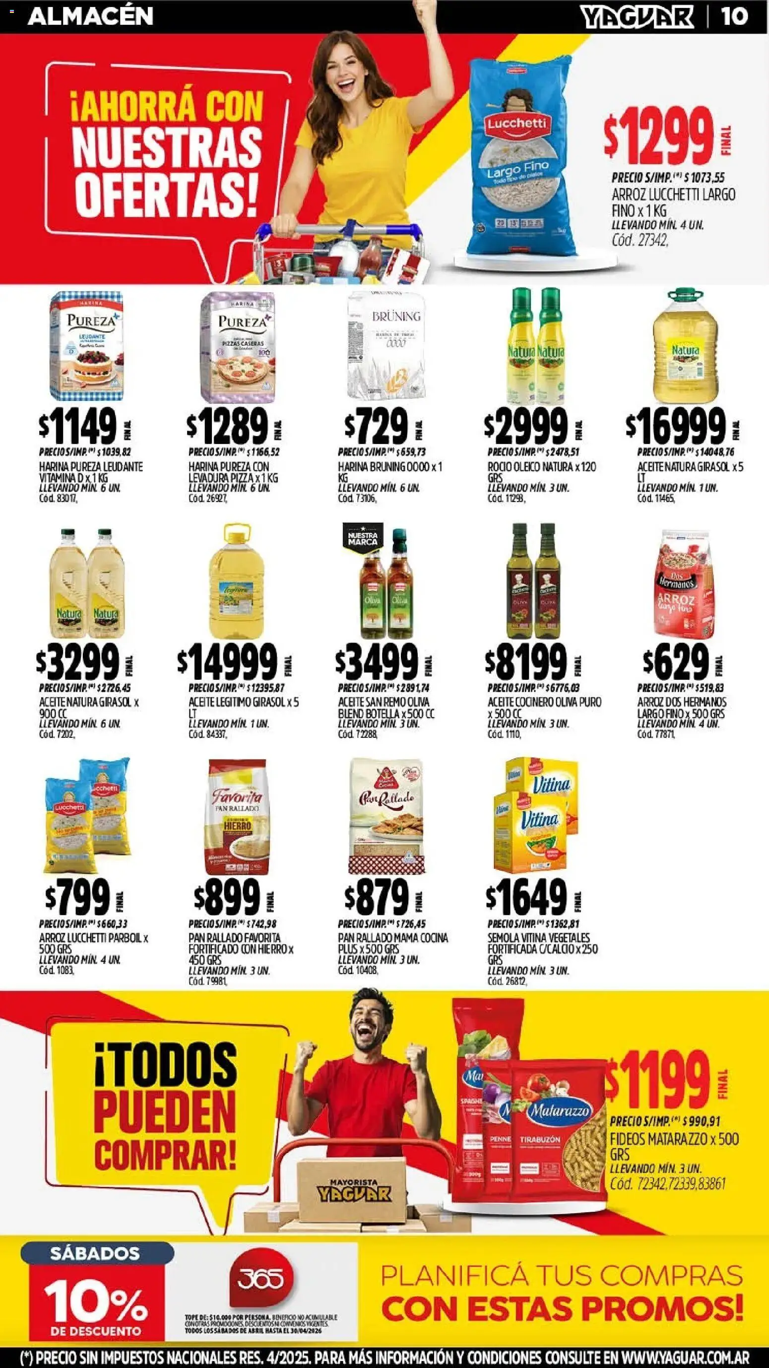 Yaguar - Oferta Semanal Neuquen │ válido desde el 11.05.2026 | Página: 10 | Productos: Botella, Harina, Aceite, Fideos