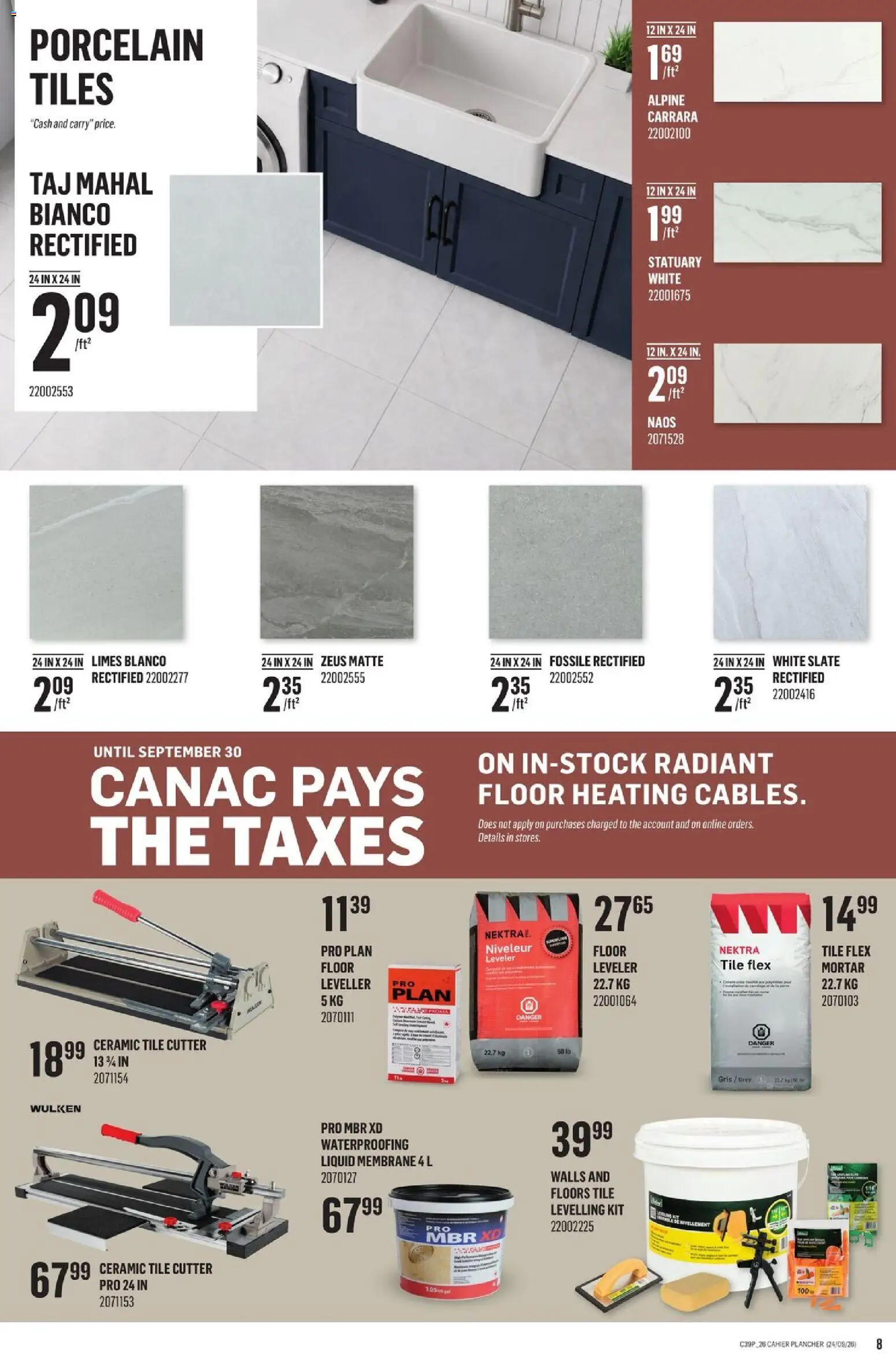 Canac flyer valid from Sep 24, 2026 | Page: 8 | Products: Cutter, Tiles
