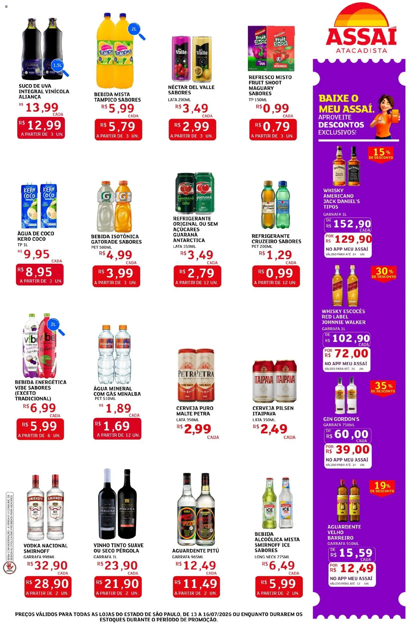 Assaí Atacadista Folheto - válido de 13/07/2026 | Página: 5 | Produtos: Melancia, Refresco, Suco, Água mineral