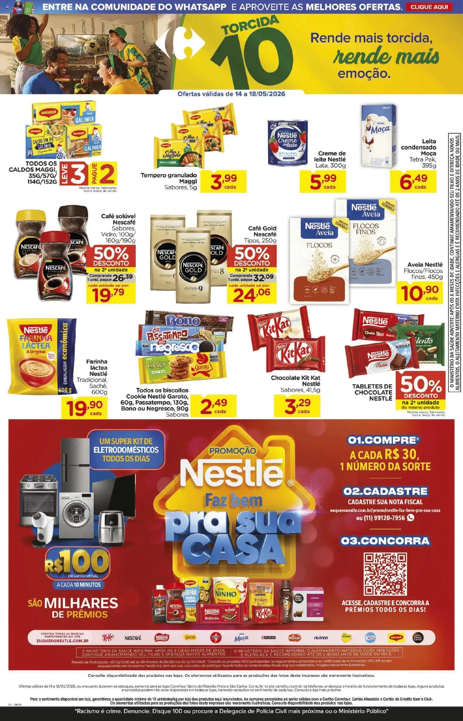 Carrefour Bairro Folheto - válido de 14.05.2026 | Página: 1 | Produtos: Leite, Kit Kat, Creme, Cookies