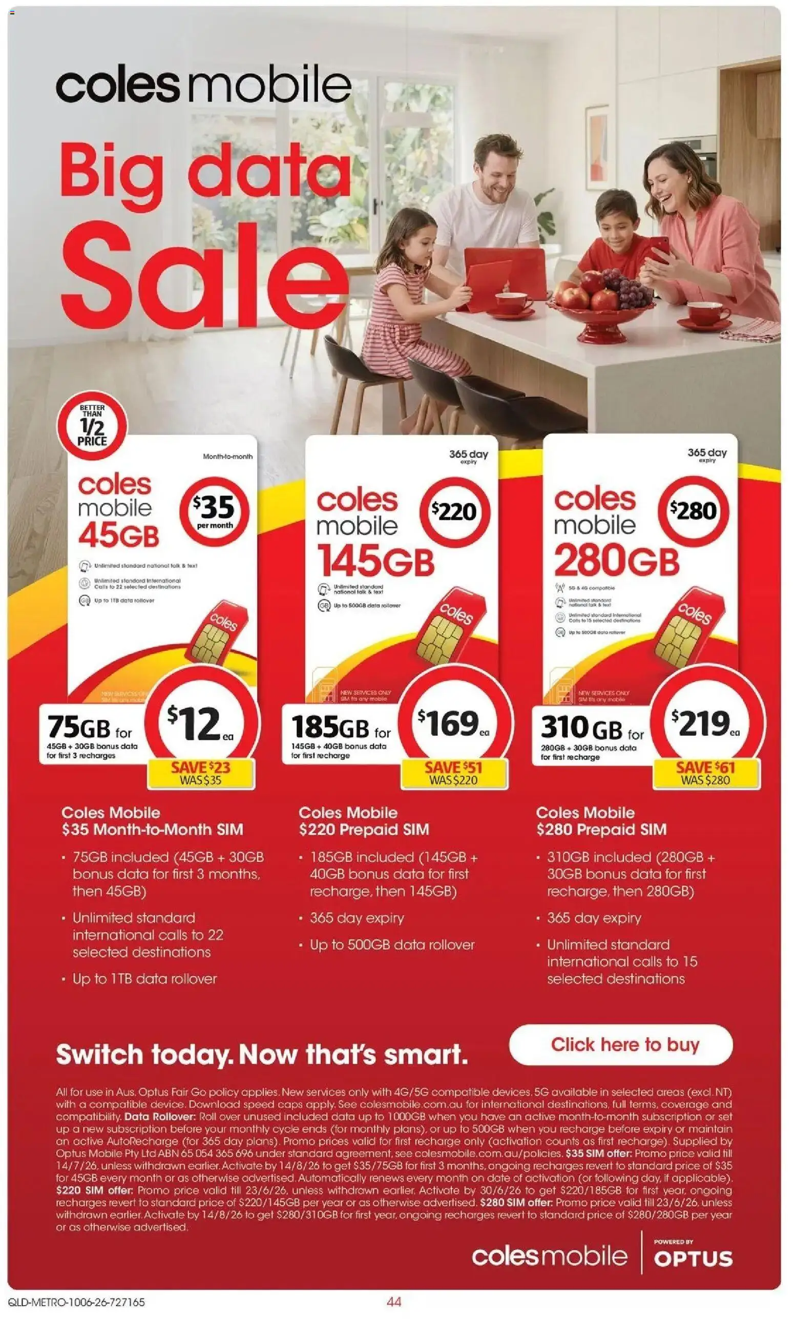 Coles catalogue - valid from 09.06.2026 | Page: 44 | Products: Date, Mobile
