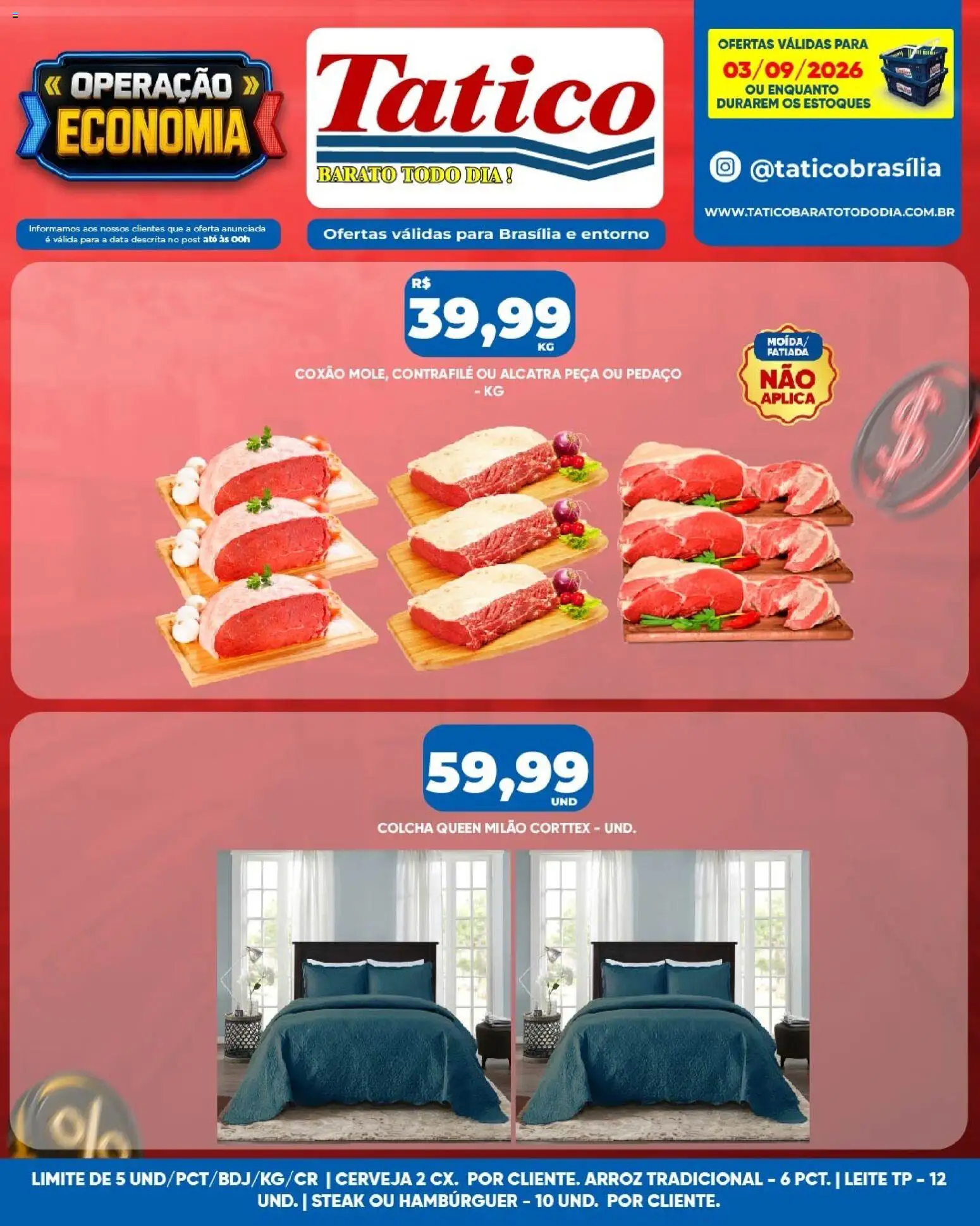 Tatico Folheto - válido de 04/09/2026 | Página: 36 | Produtos: Steak, Colcha, Leite, Arroz