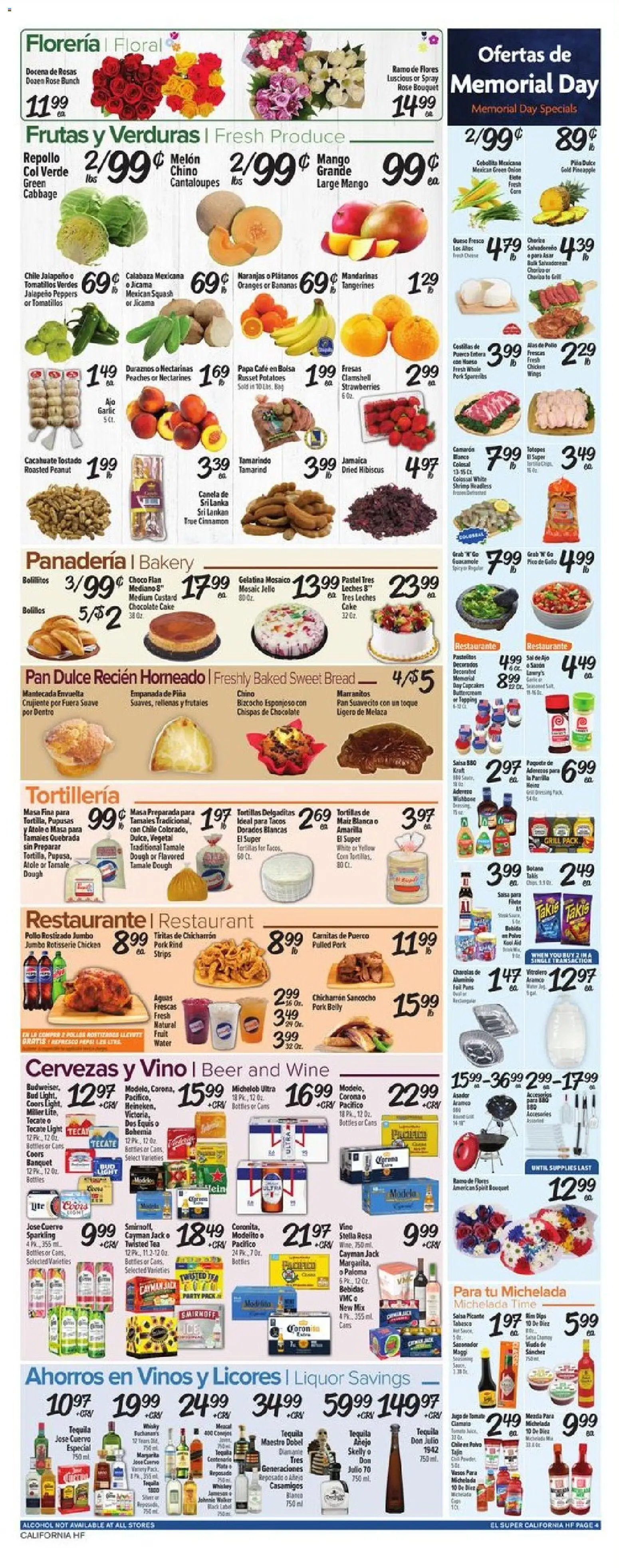 El Super Weekly Ad - CA - valid from 20.05.2026 | Page: 4 | Products: Bakery, Peaches, Chocolate, Potatoes