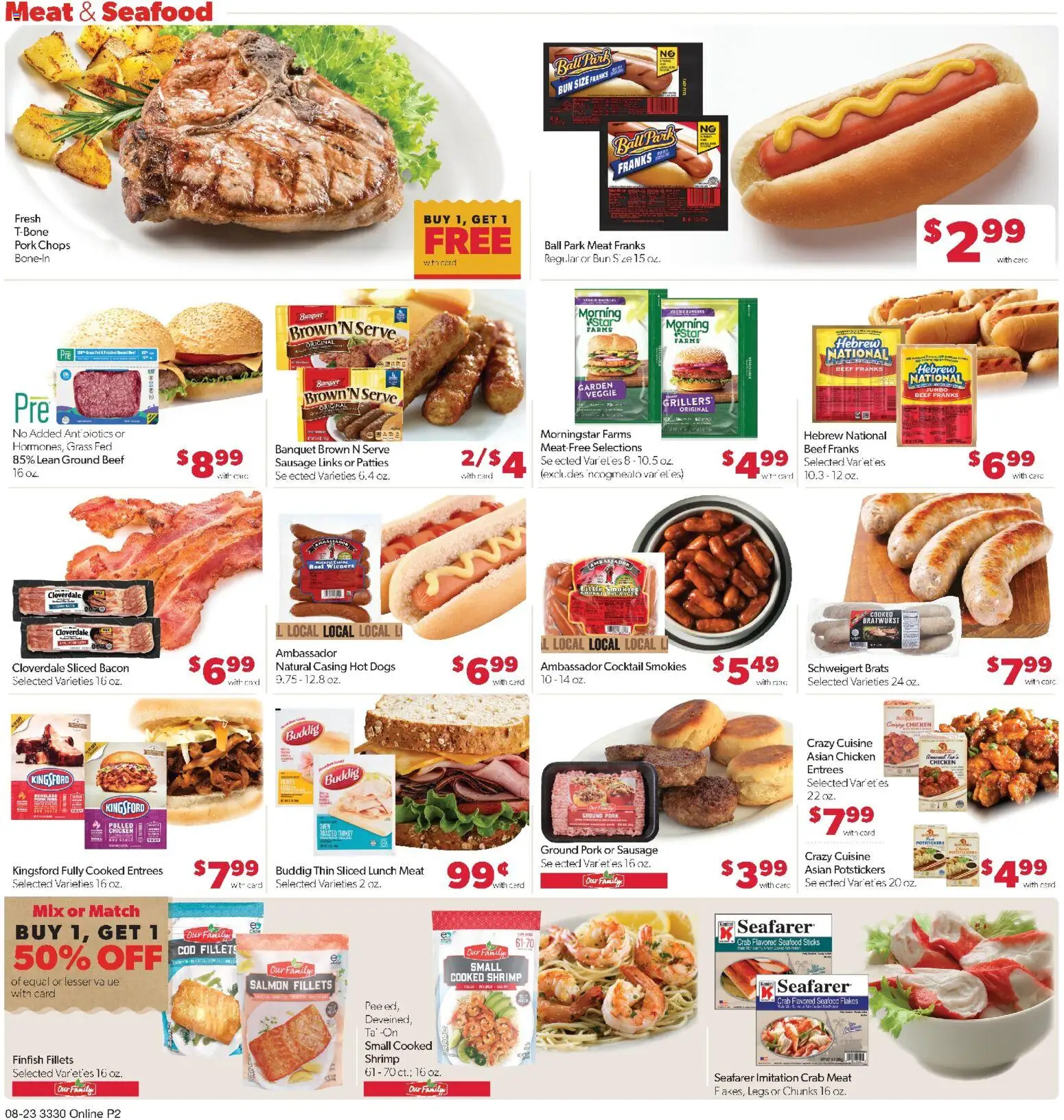 Family Fare Weekly Ad - MN - valid from 08/23/2026 | Page: 8 | Products: Ground pork, Beef, Flakes, Salmon