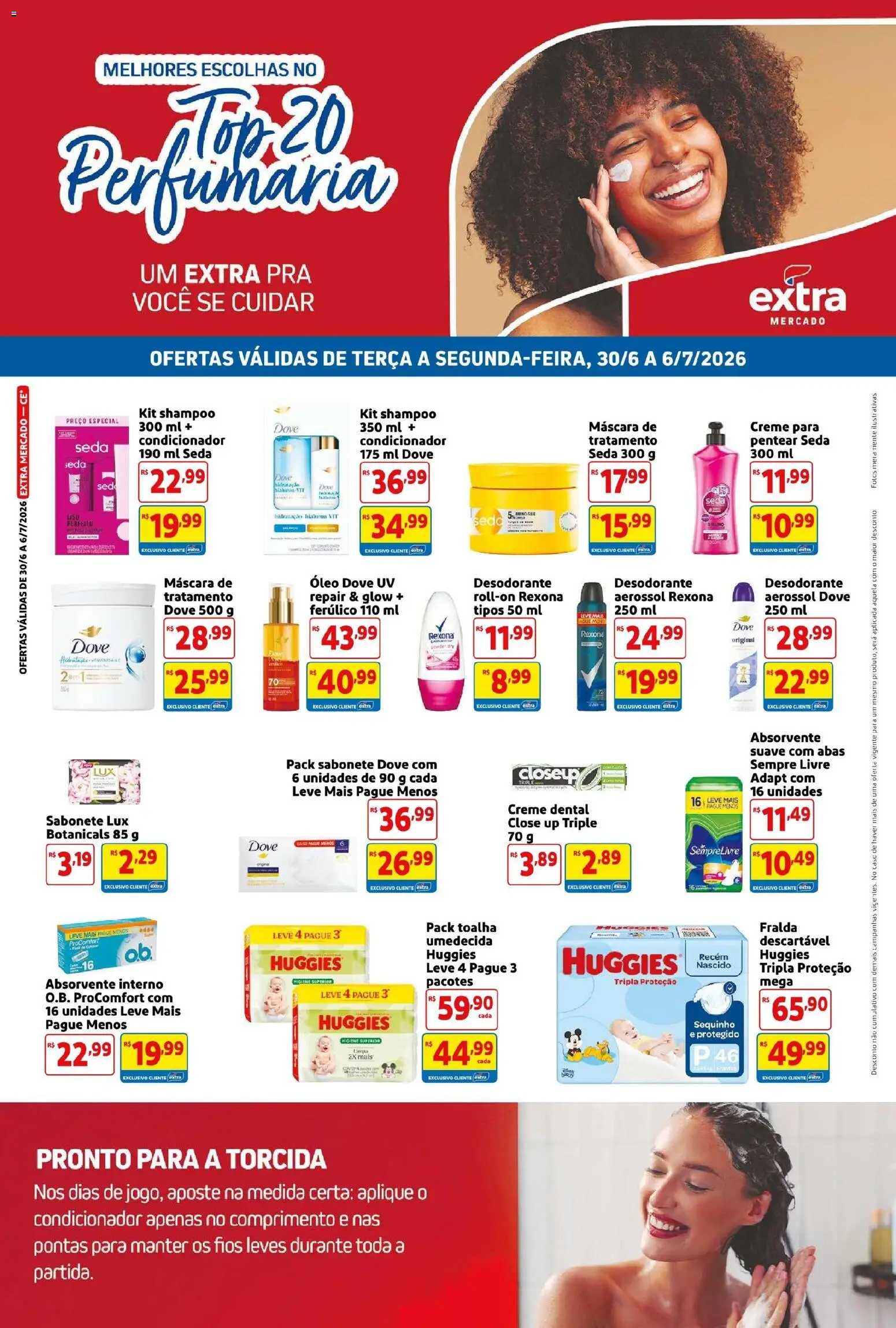 Extra Folheto - válido de 30/06/2026 | Página: 1 | Produtos: Condicionador, Sabonete, Rexona, Creme dental