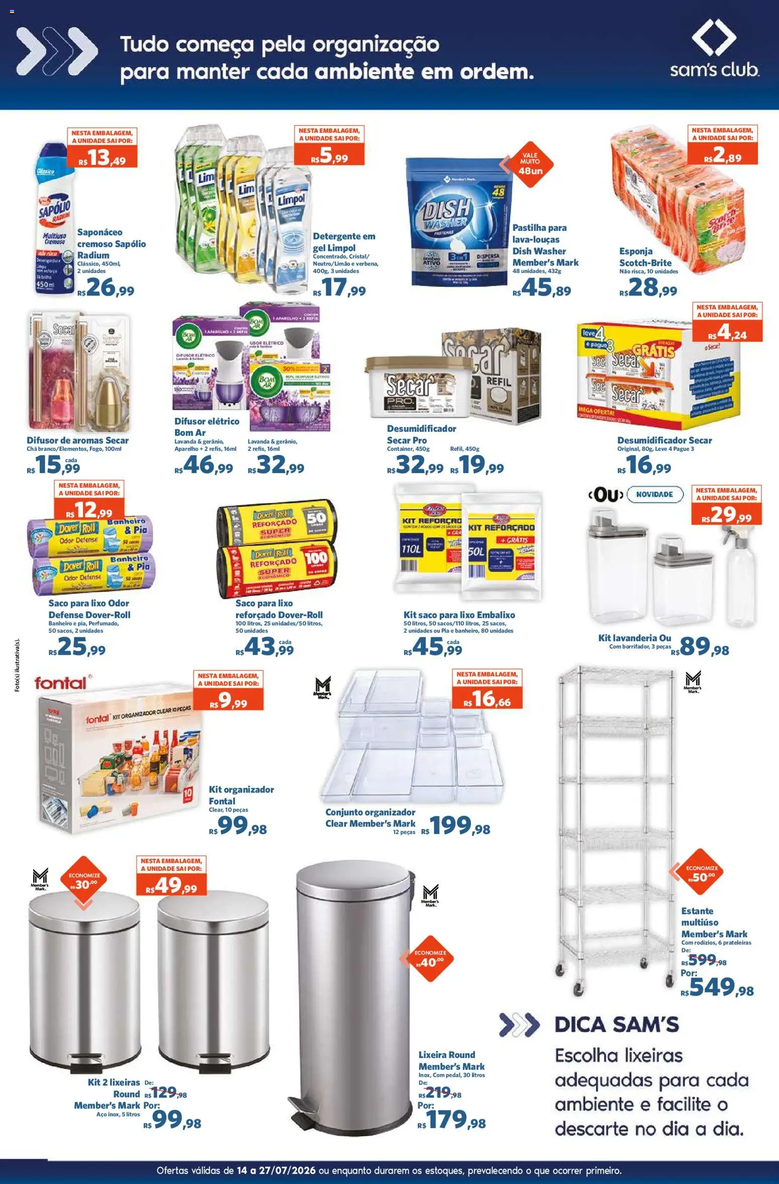 Sam's Club Folheto - válido de 14/07/2026 | Página: 7 | Produtos: Esponja, Detergente, Lixeira, Pia