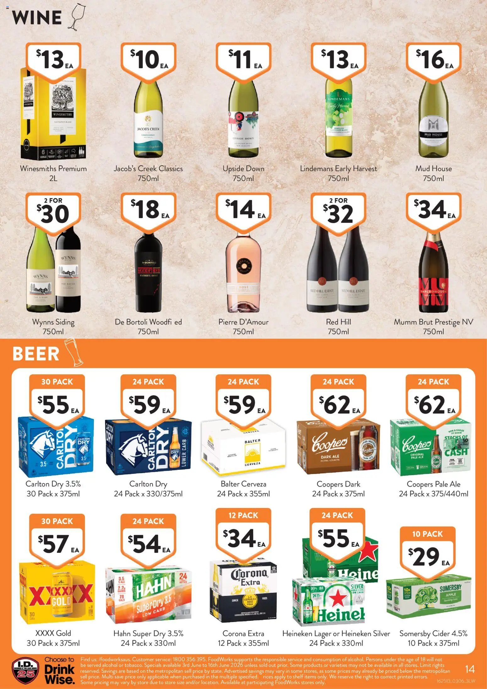 Foodworks catalogue - valid from 03.06.2026 | Page: 14 | Products: Shelf, Wine, Beer