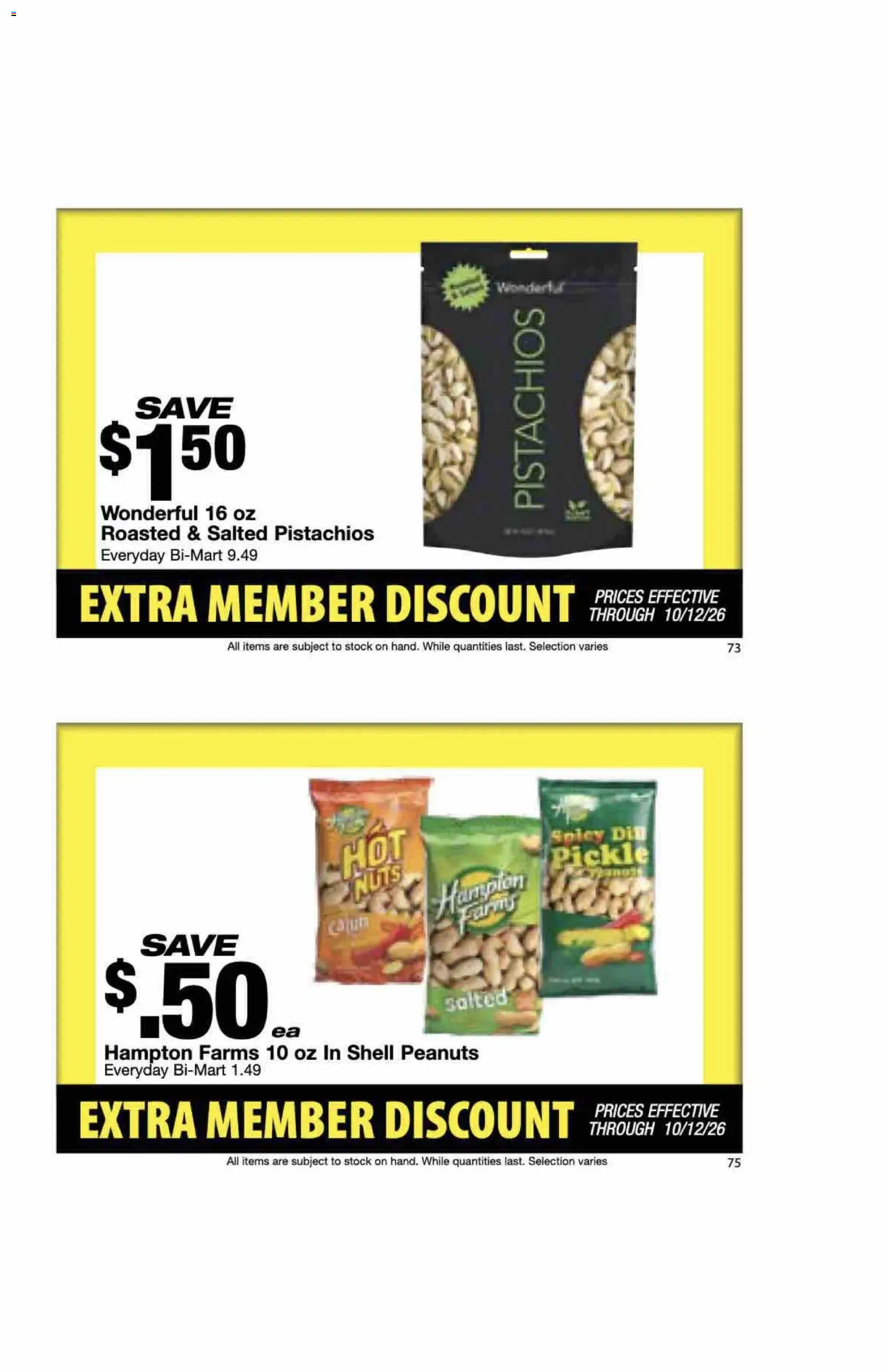 Bi-Mart Extra Member Discount Book - valid from 09/28/2026 | Page: 39 | Products: Nuts, Peanuts, Pistachios