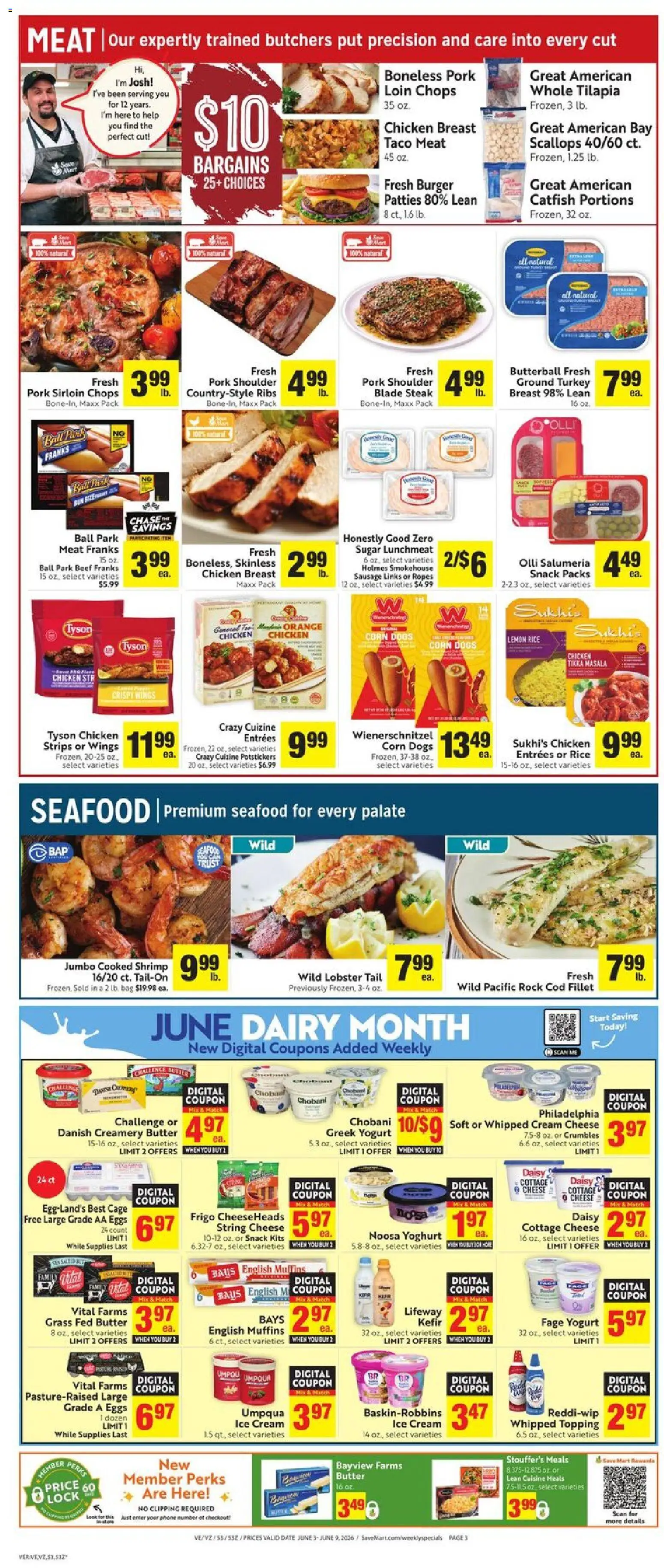 Save Mart Weekly - CA - valid from 03.06.2026 | Page: 5 | Products: Corn, Cream, Cottage cheese, Date