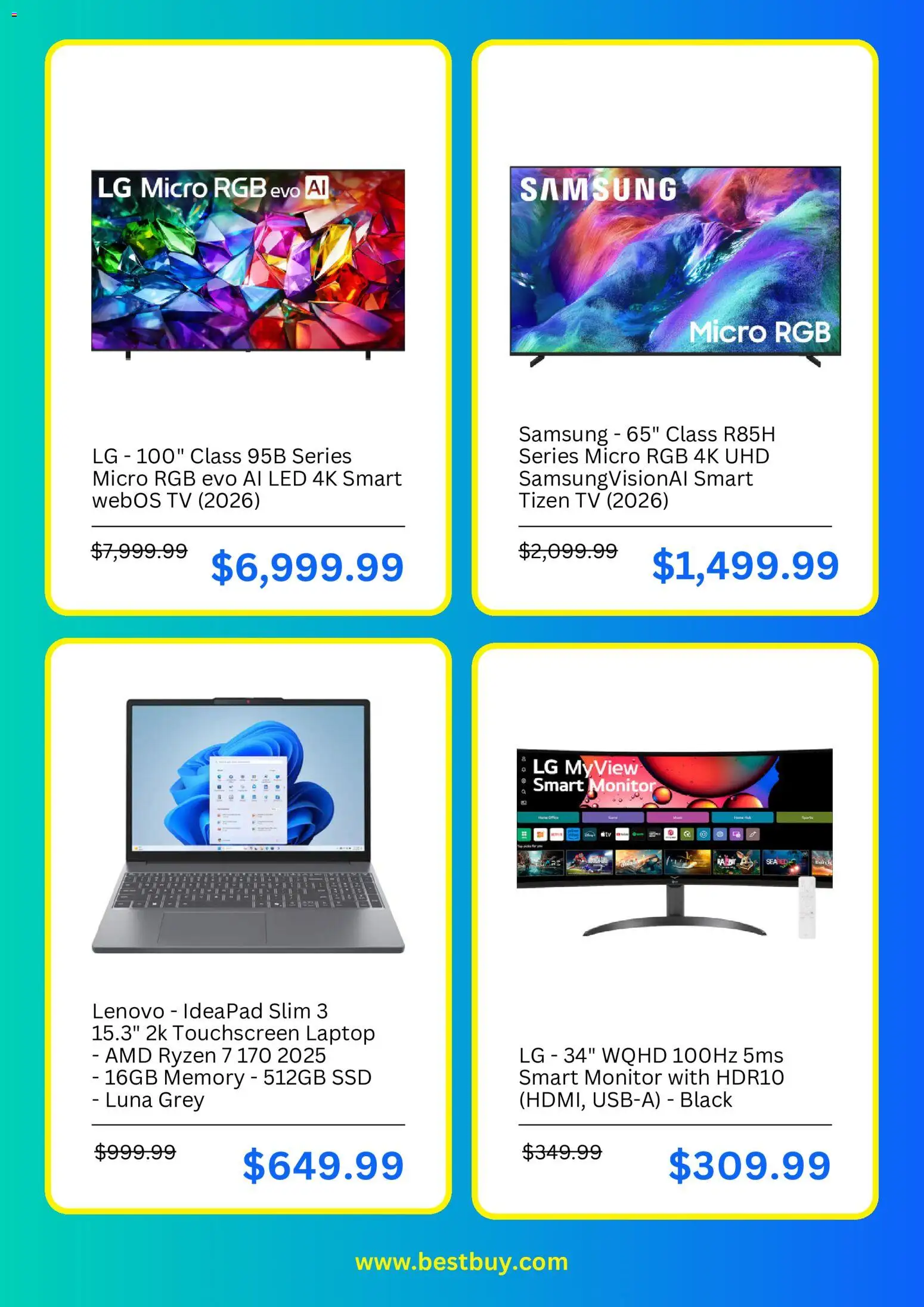 Best Buy Weekly Ad - valid from 09/01/2026 | Page: 5 | Products: Monitor, Tv, Laptop, SSD