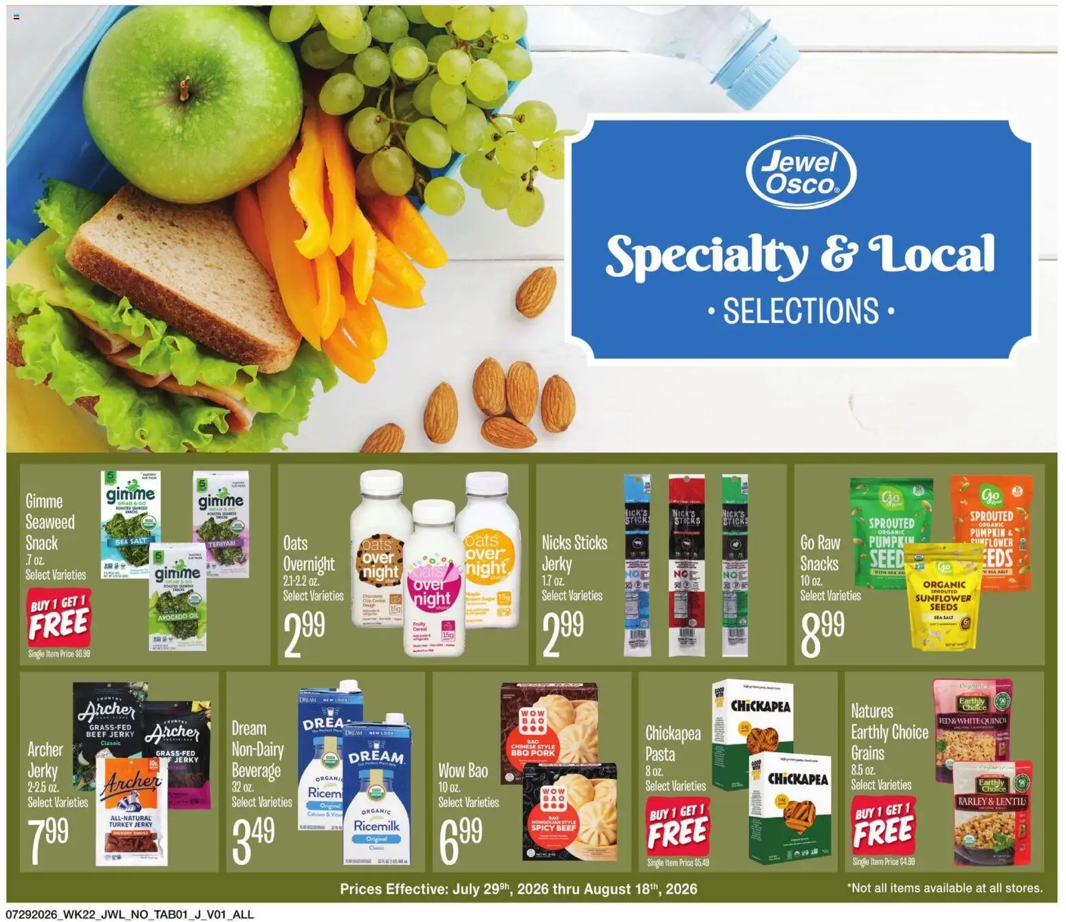 Jewel Osco Specialty & Local - valid from 07/29/2026 | Page: 1 | Products: Pasta, Avocado, Salt, Pumpkin