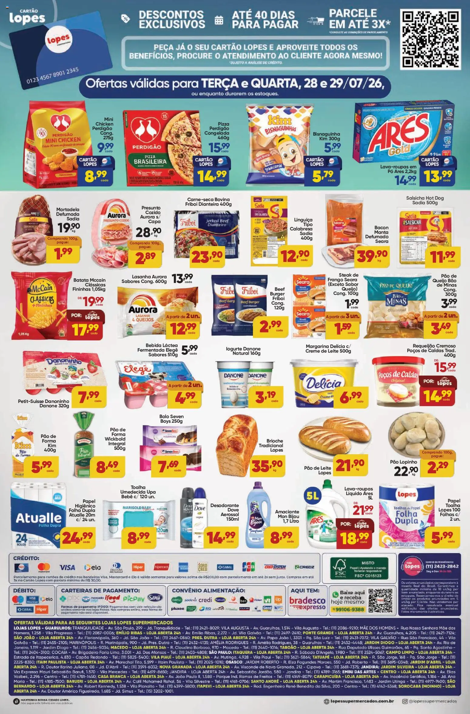 Lopes Supermercados Folheto - válido de 28/07/2026 | Página: 2 | Produtos: Leite, Pão, Creme, Lasanha