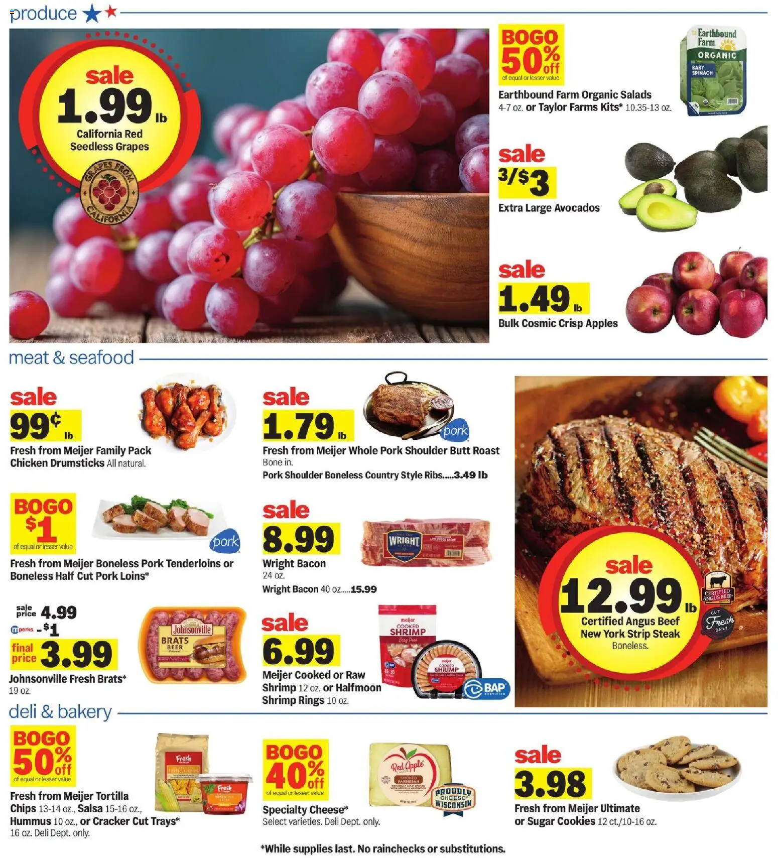 Meijer Weekly Ad - valid from 09/02/2026 | Page: 2 | Products: Chicken drumsticks, Apples, Sugar, Seafood