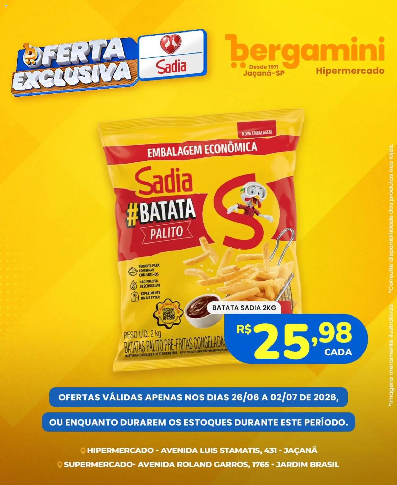 Supermercado Bergamini Folheto - válido de 26/06/2026 | Página: 2 | Produtos: Air fryer, Batata